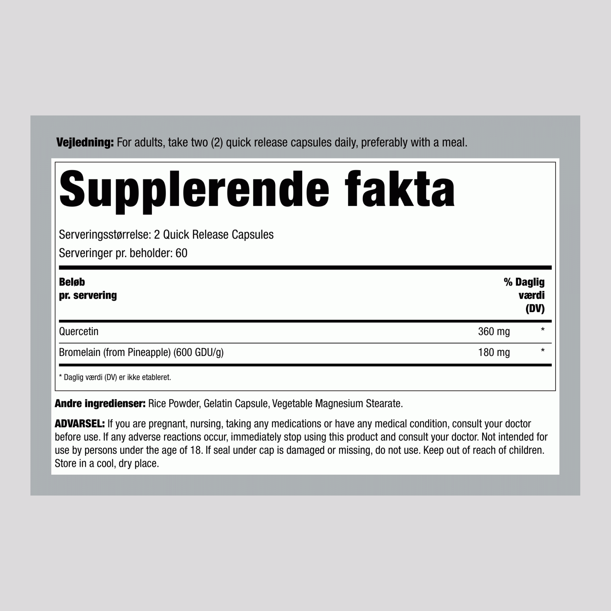 Quercetin & Bromelain, 120 Hurtigvirkende Kapsler