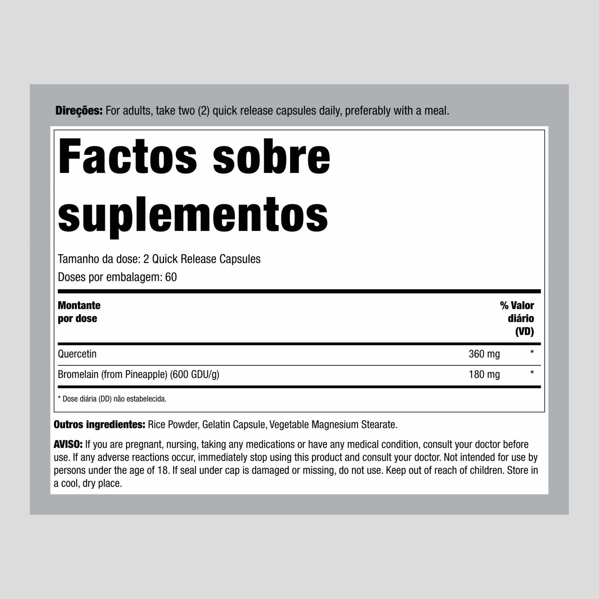 Quercetina & Bromelina, 120 Cápsulas de Liberação Rápida