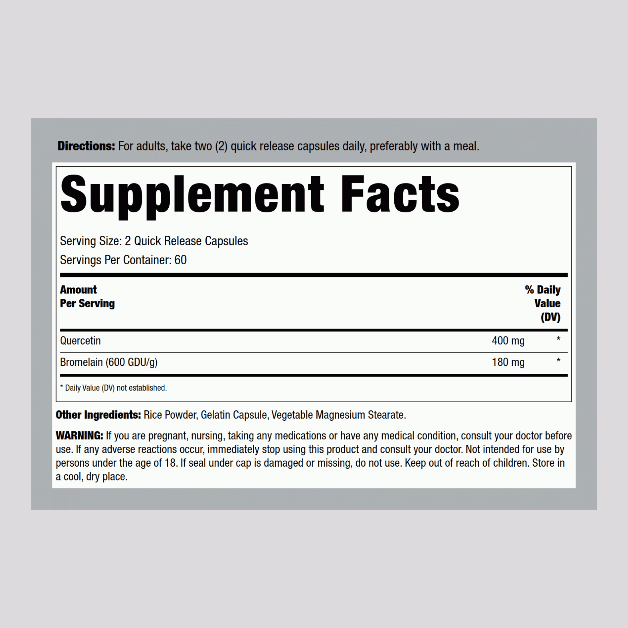 槲皮素 添加鳳梨蛋白酶膠囊  120 素食專用膠囊       