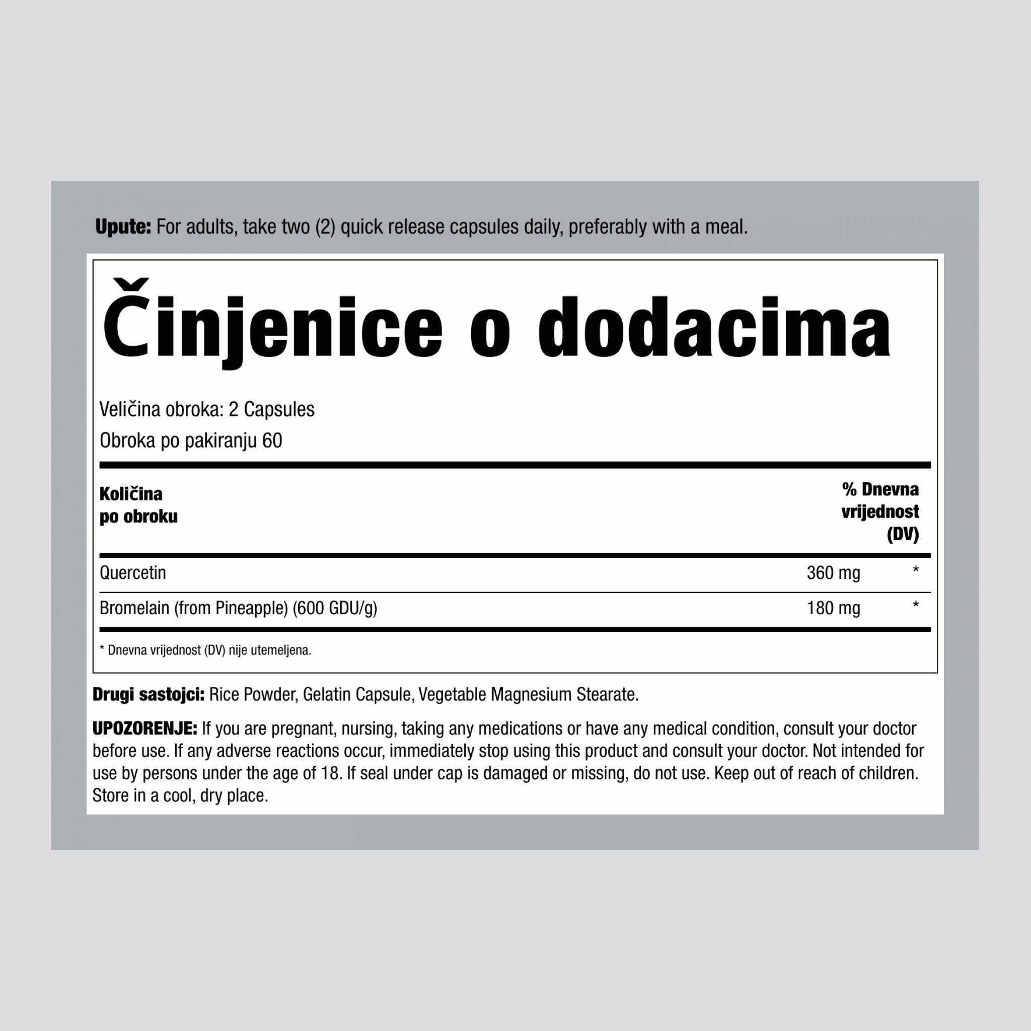 Kvercetin plus bromelin 120 Vegetarijanske kapsule 2 Boce     