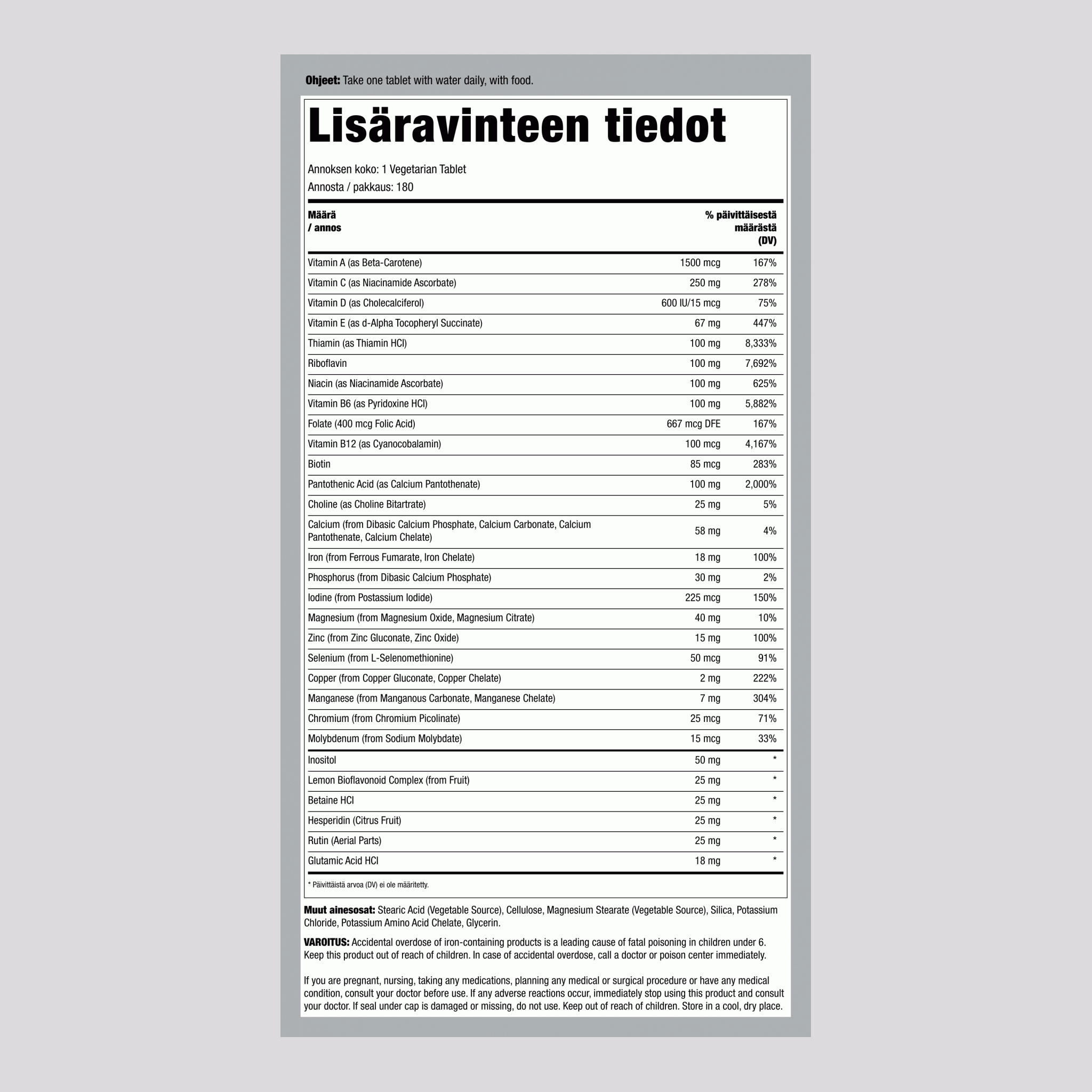 Mega One Multi ja rautaa (hitaasti vapautuva) 180 Kasvistabletit       