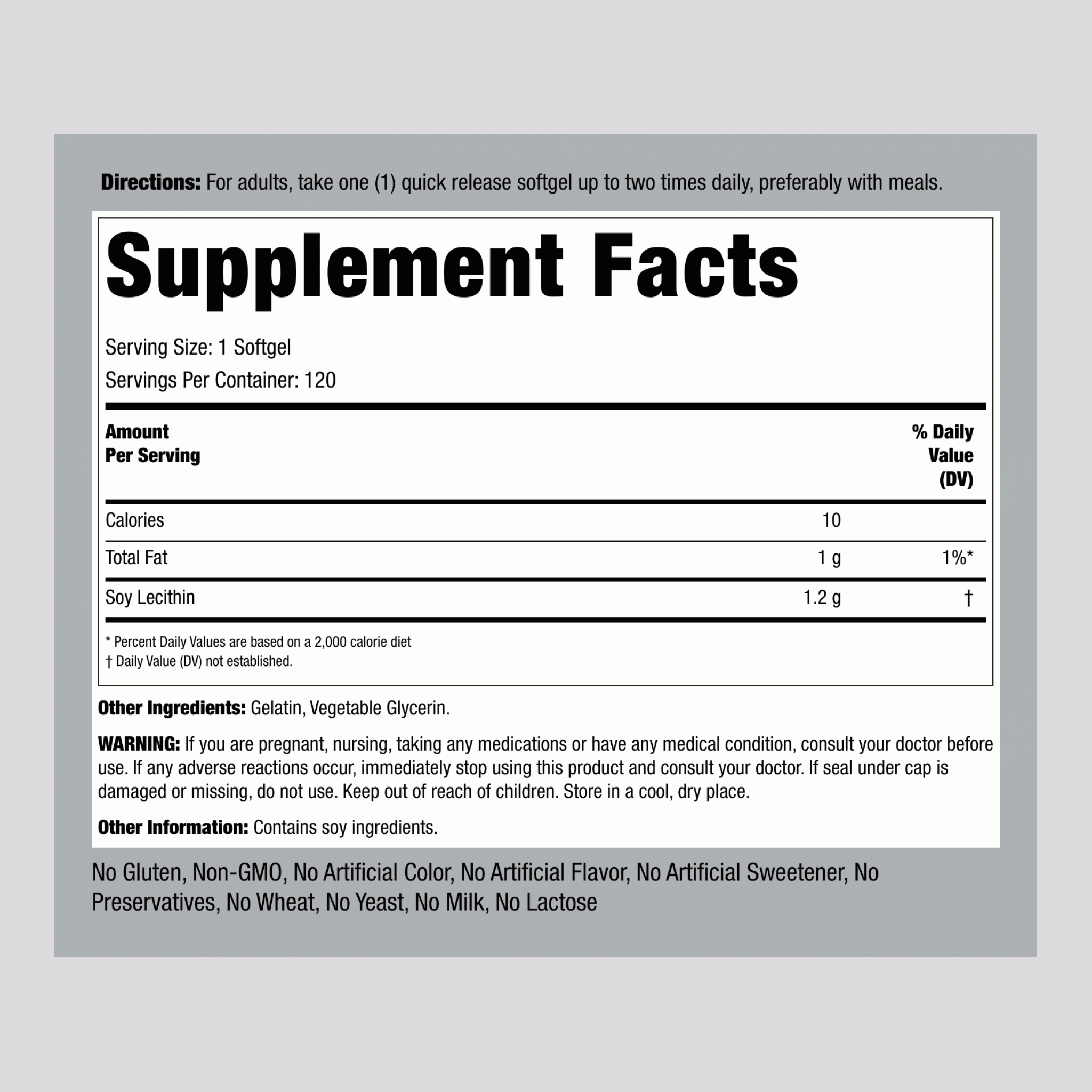 Lecithin Non-GMO, 1200 mg, 120 Quick Release Softgels, 2  Bottles