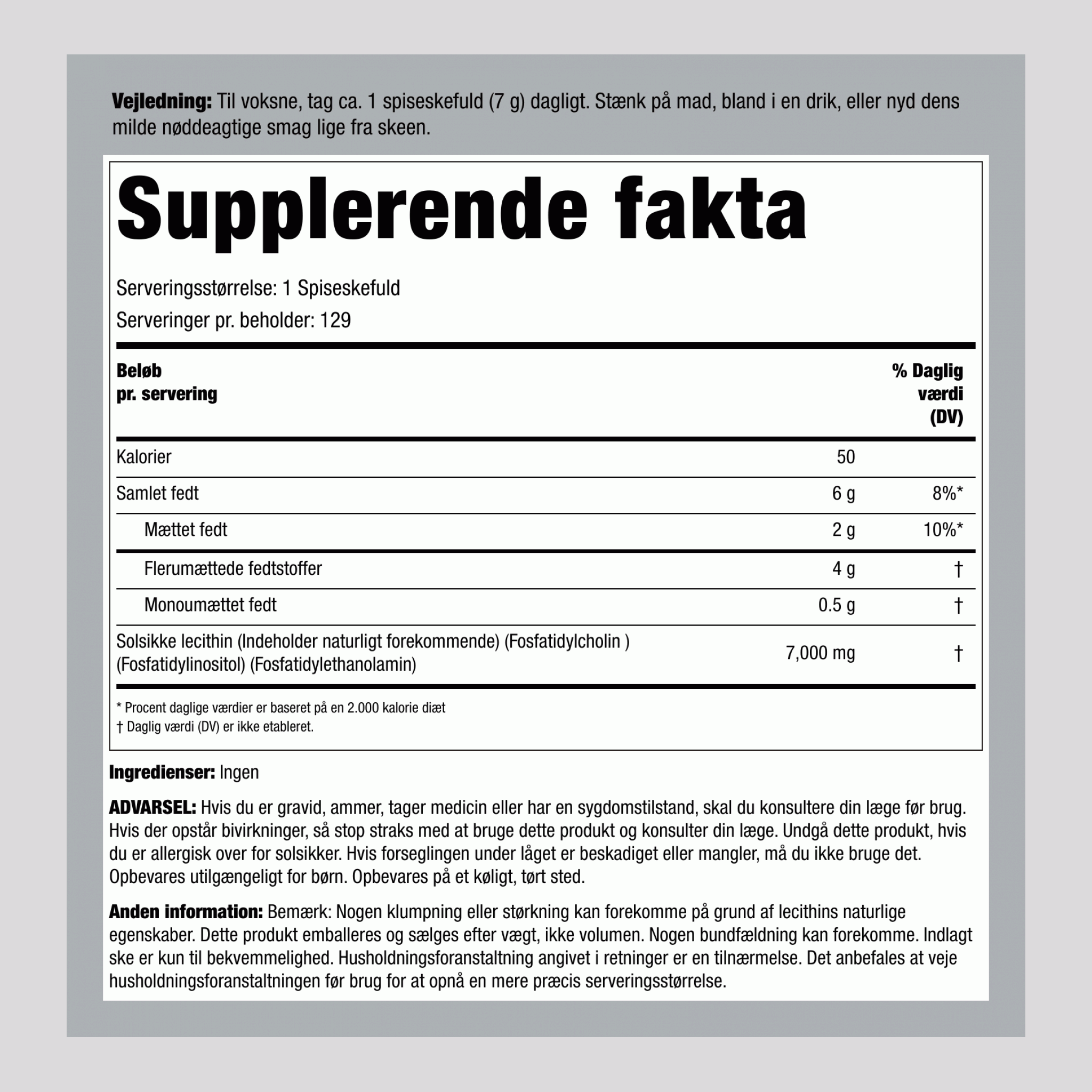 Solsikkelecithi Små korn (IKKE-GENMODIFICERET) 2 pund 907 g Flaske    