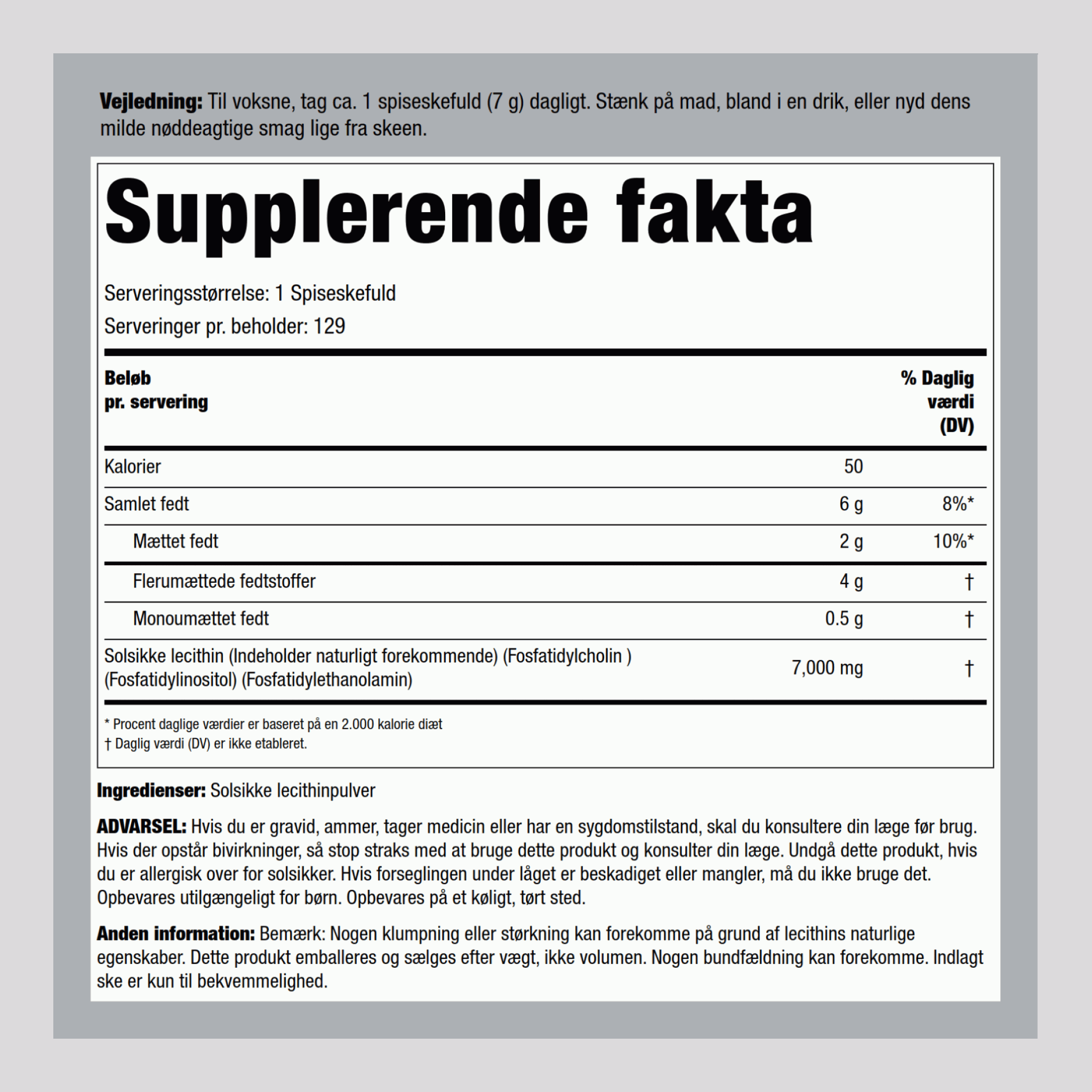 Solsikkelecithi Små korn (IKKE-GENMODIFICERET) 2 pund 907 g Flaske    