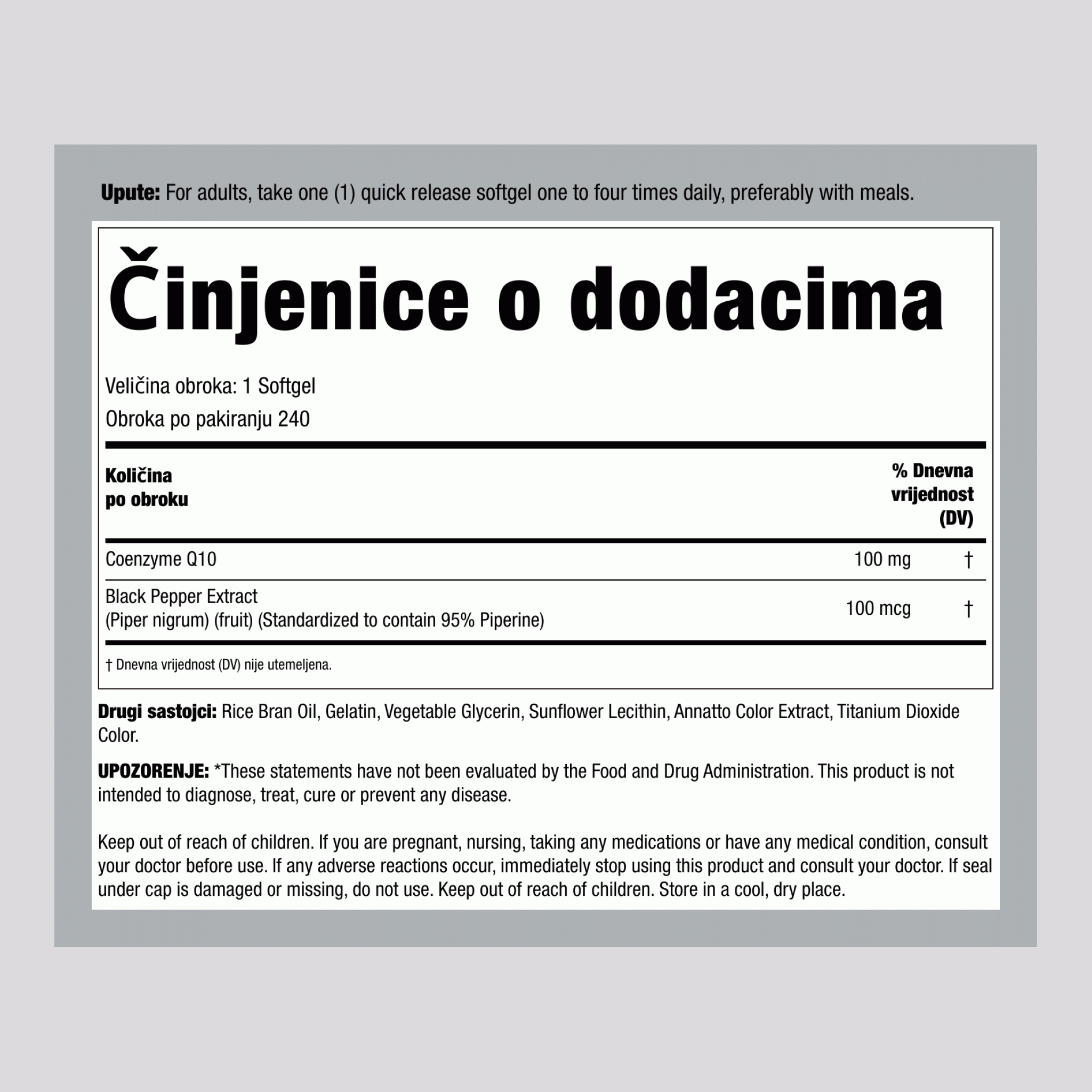 CoQ10 100 mg 240 Gelovi s brzim otpuštanjem     