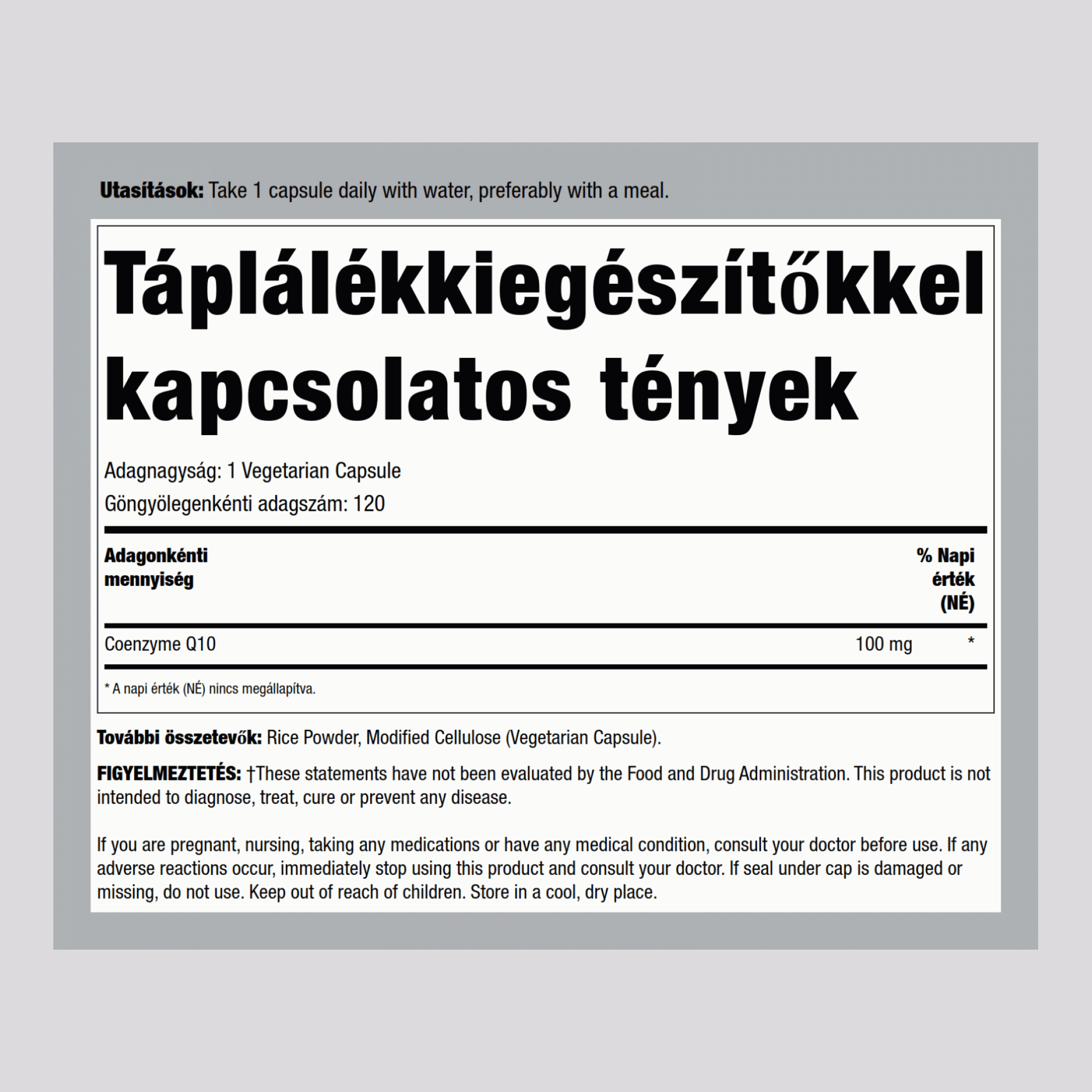 Q10 koenzim 100 mg 120 Vegetáriánus kapszula     