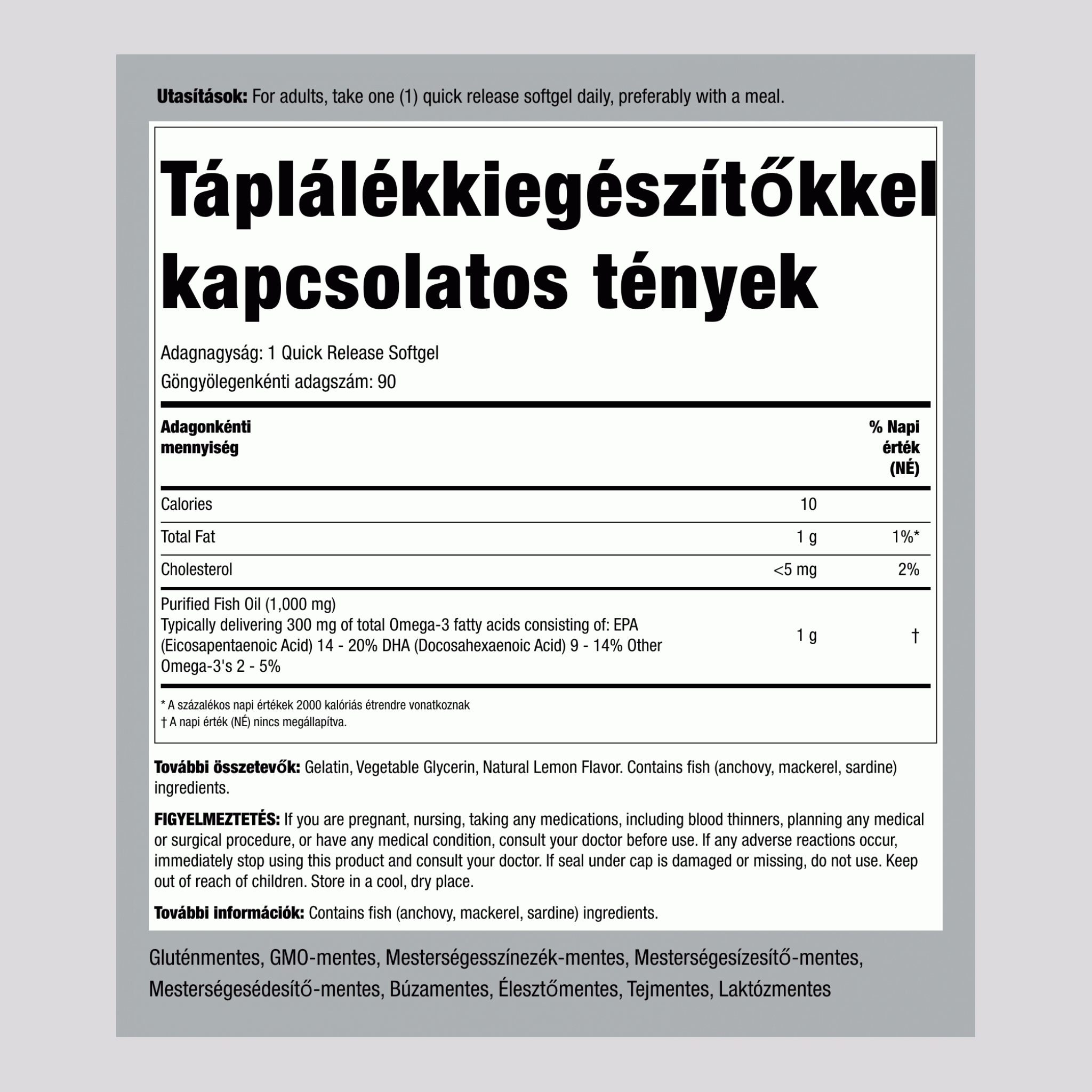Omega-3 halolaj normál erő (citrom) 1000 mg 90 Gyorsan oldódó szoftgél     