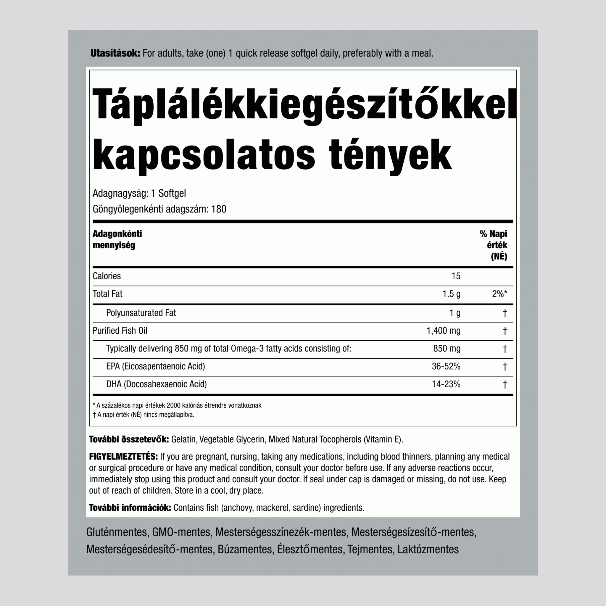 Halolaj tripla erő (900 mg aktív Omega-3) 1400 mg 180 Gyorsan oldódó szoftgél 2 Palackok   