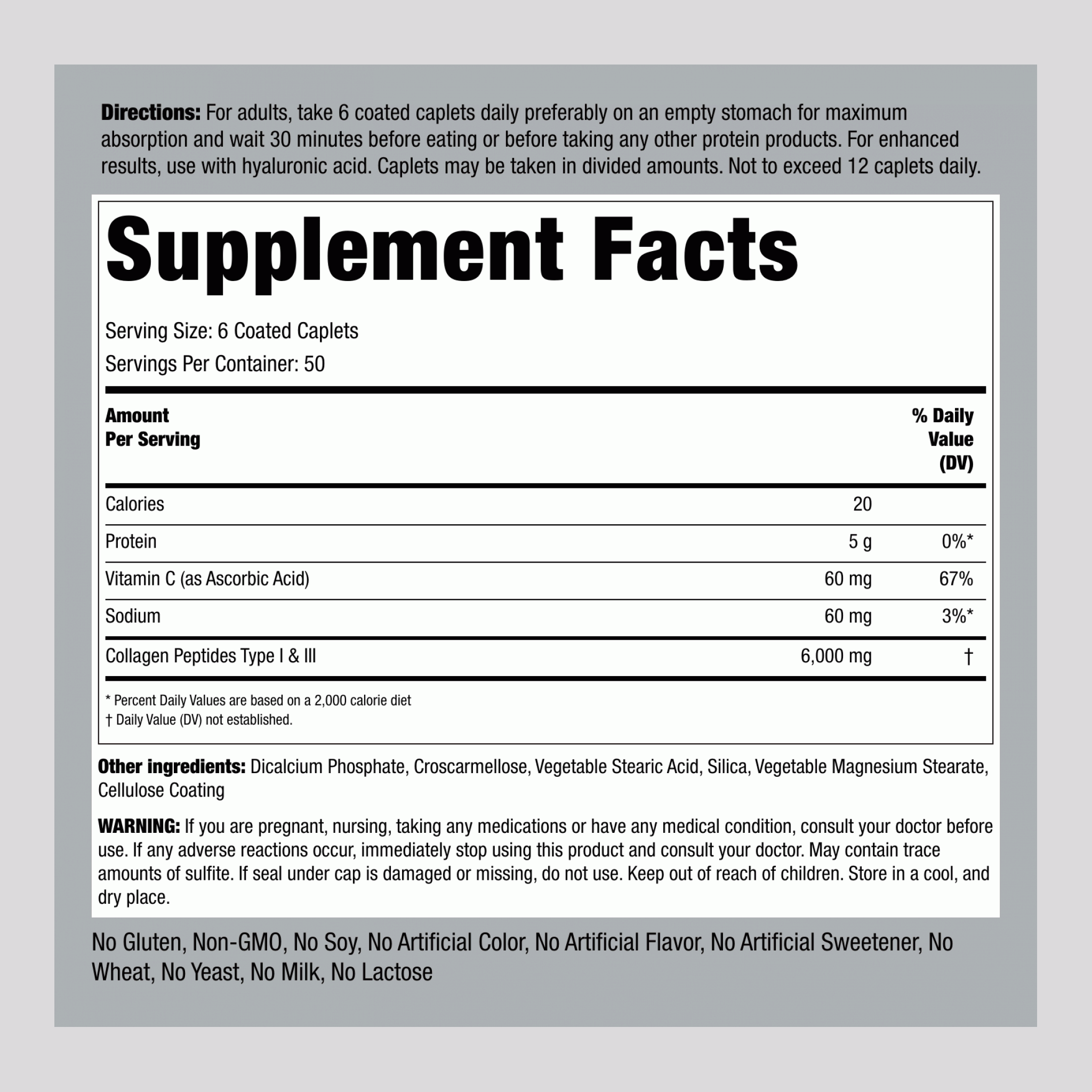 I 型和 III 型膠原蛋白 6000 毫克 (每份) 300 衣膜錠 2 瓶子   