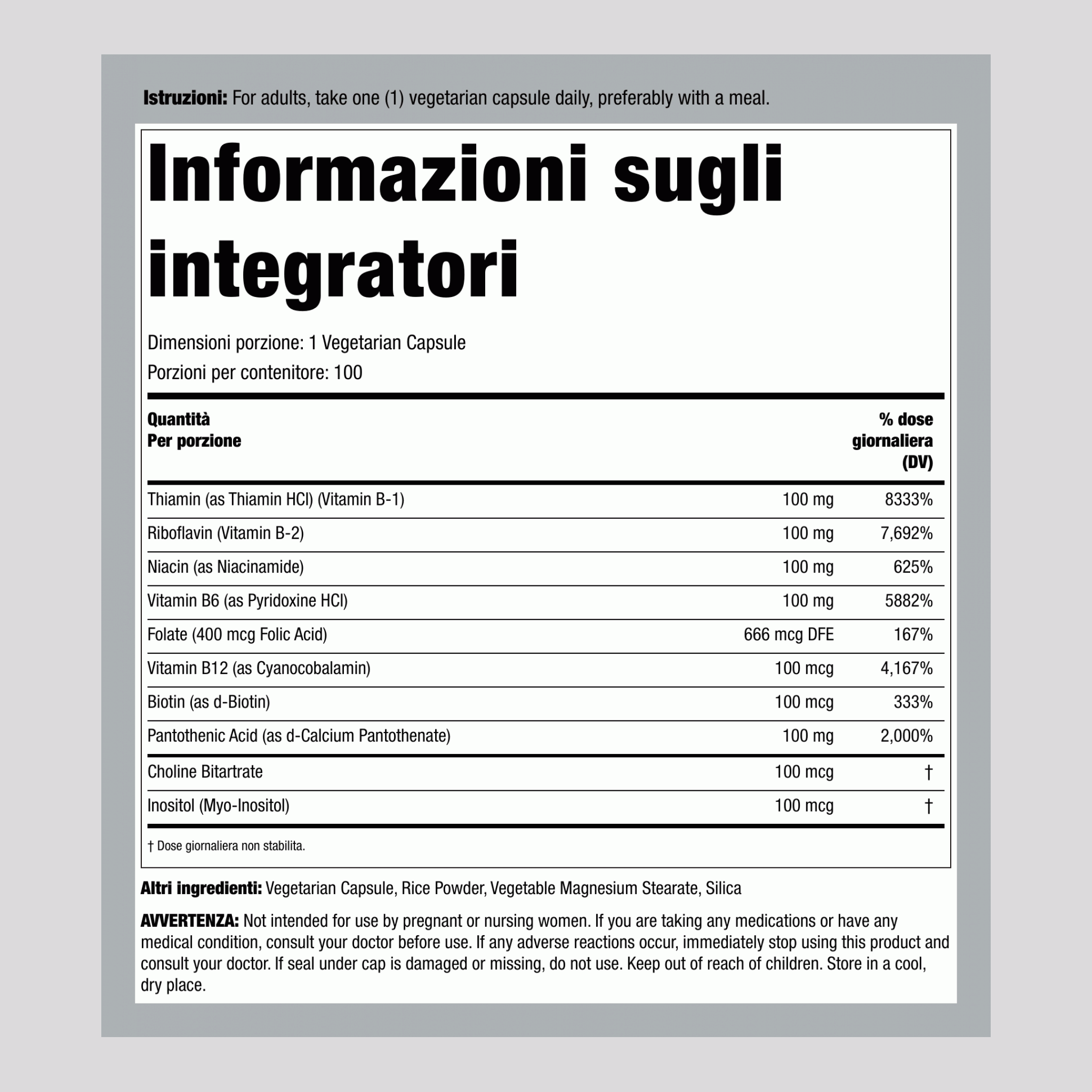 Supreme Stress B, 100 Capsule Vegetali