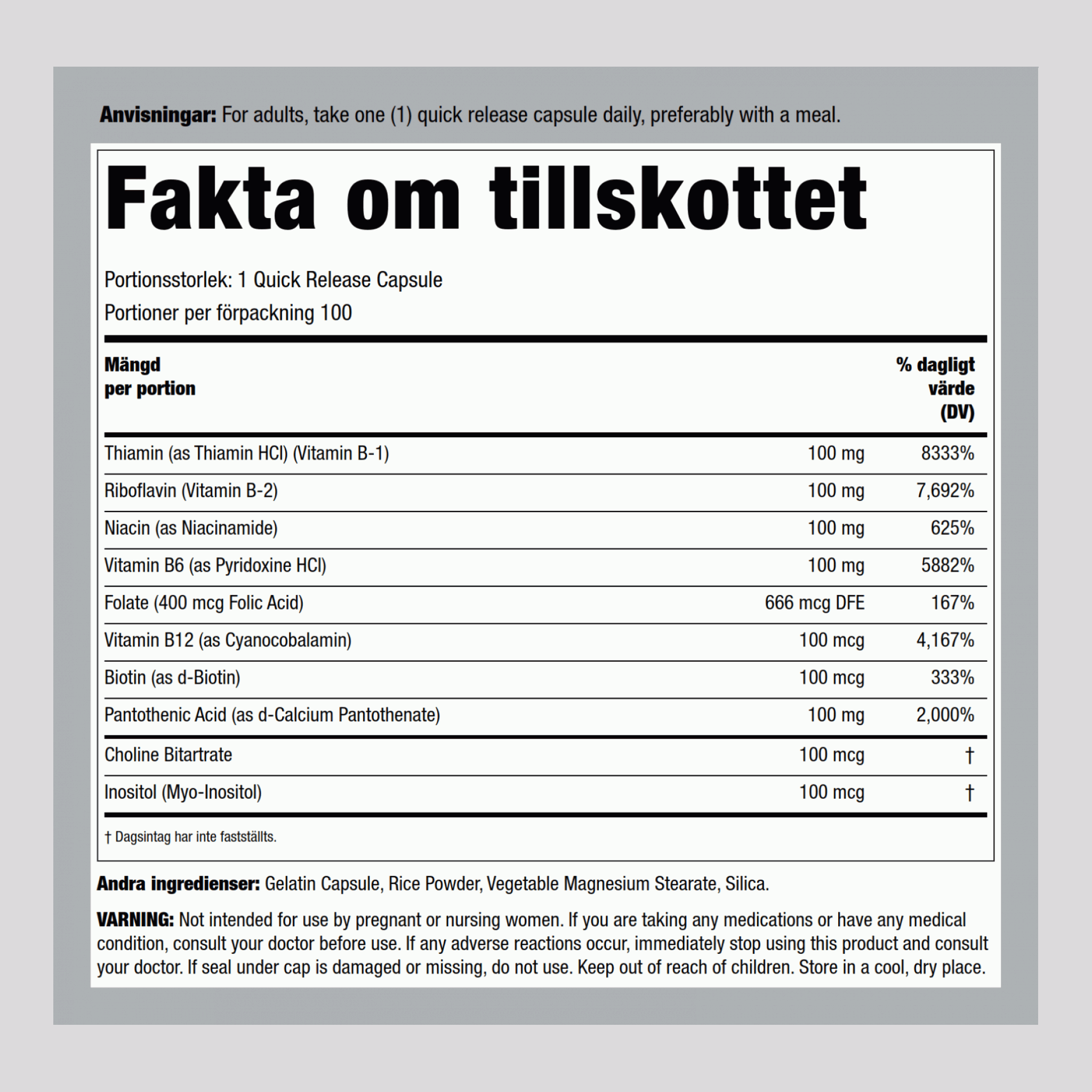 Supreme Stress B 100 Snabbverkande kapslar       