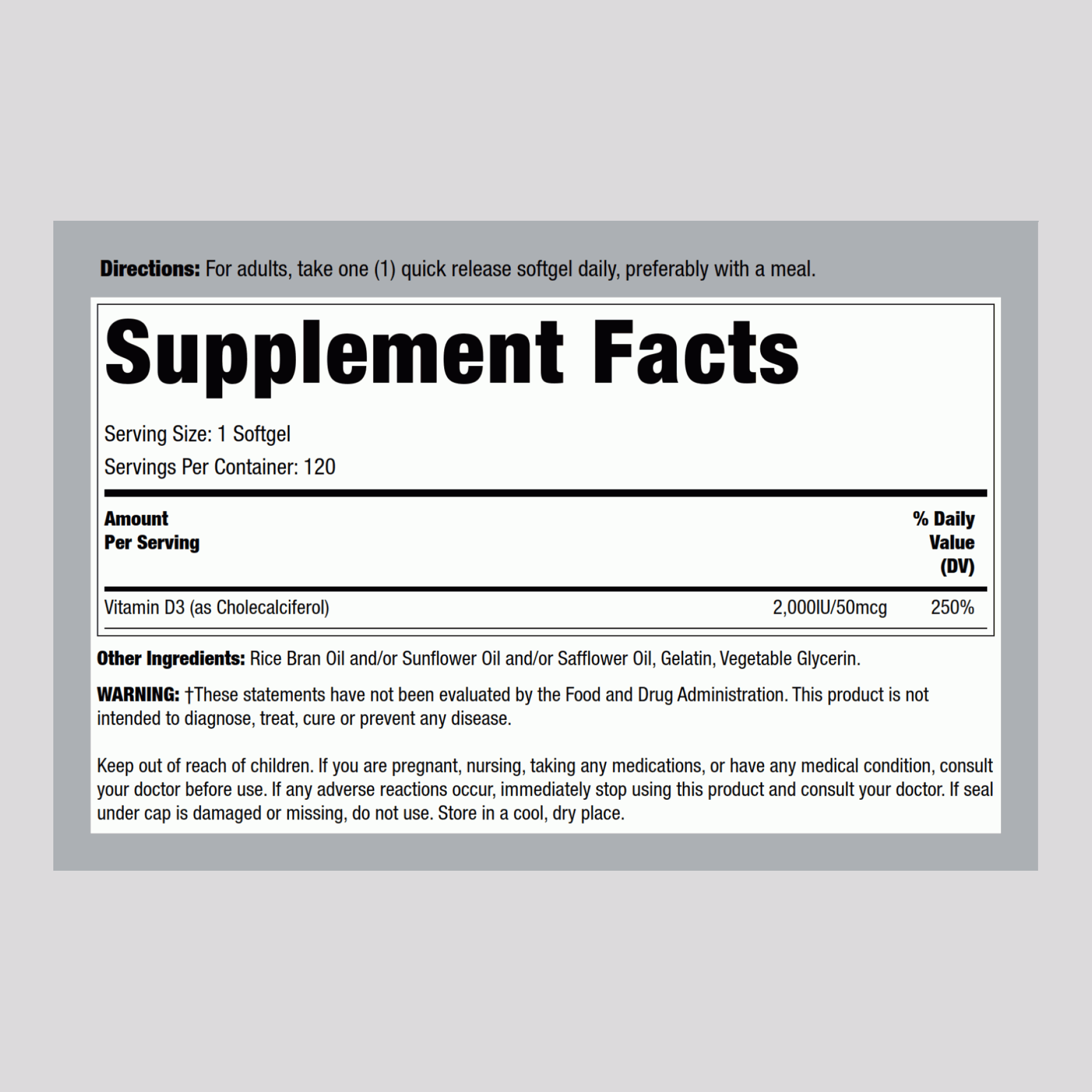 維生素 D3 2000 IU 120 快速釋放軟膠囊     