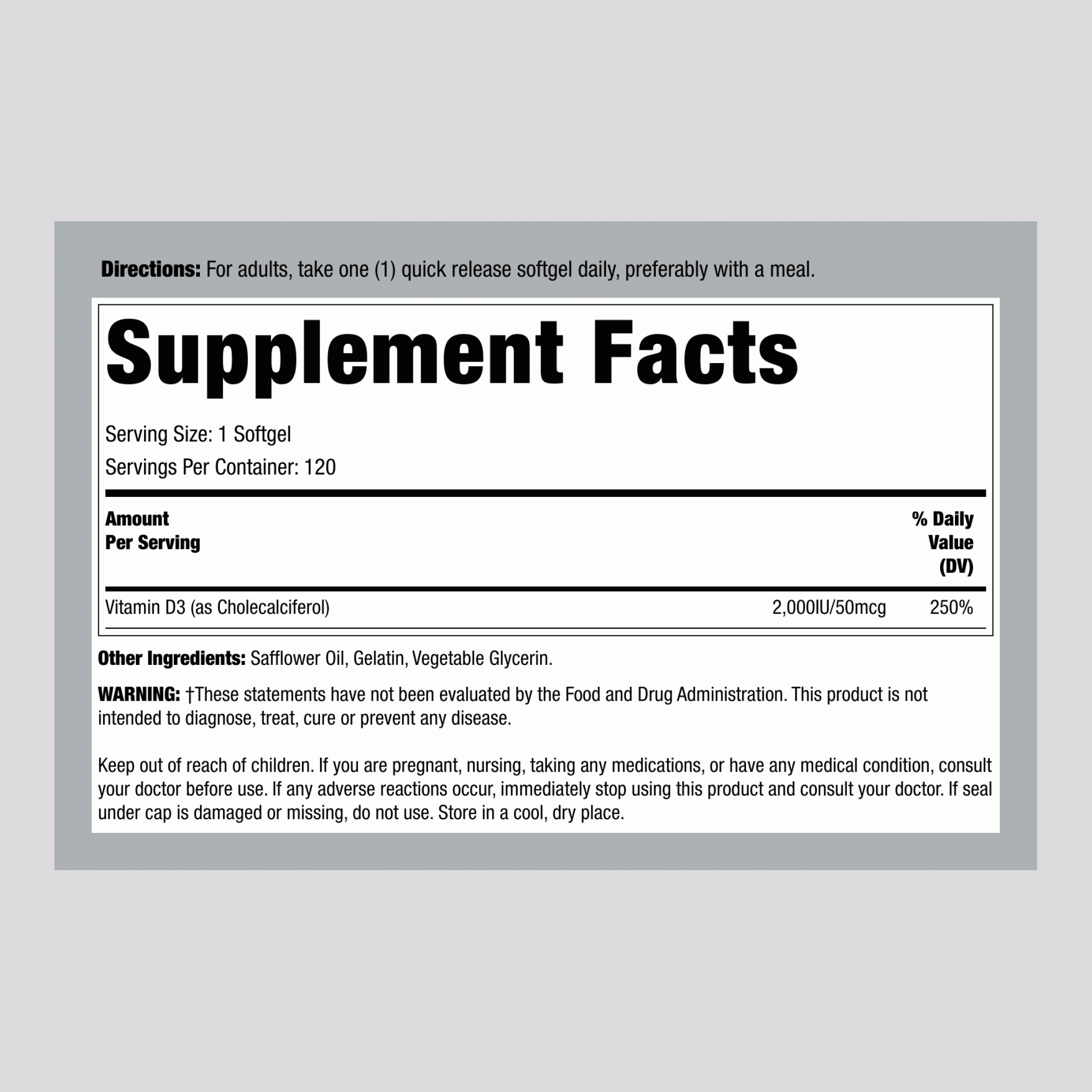 Vitamin D3, 2000 IU, 120 Quick Release Softgels, 2  Bottles