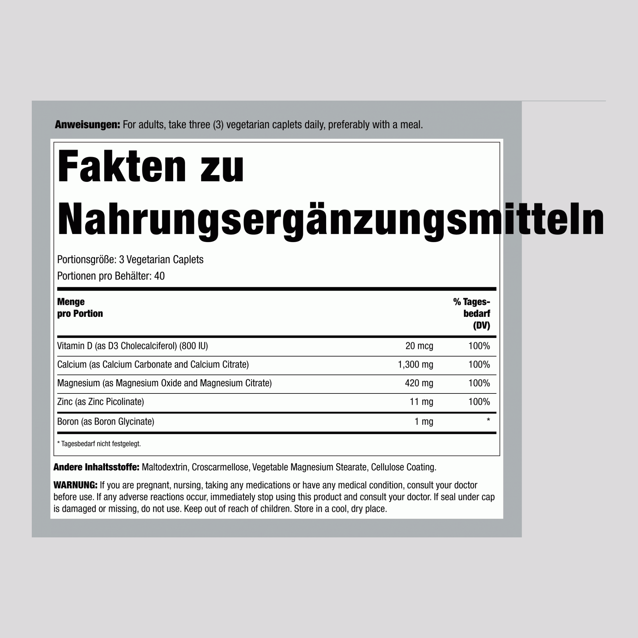 Kalzium-Magnesium-Zink mit D3 120 Vegetarische Filmtabletten       