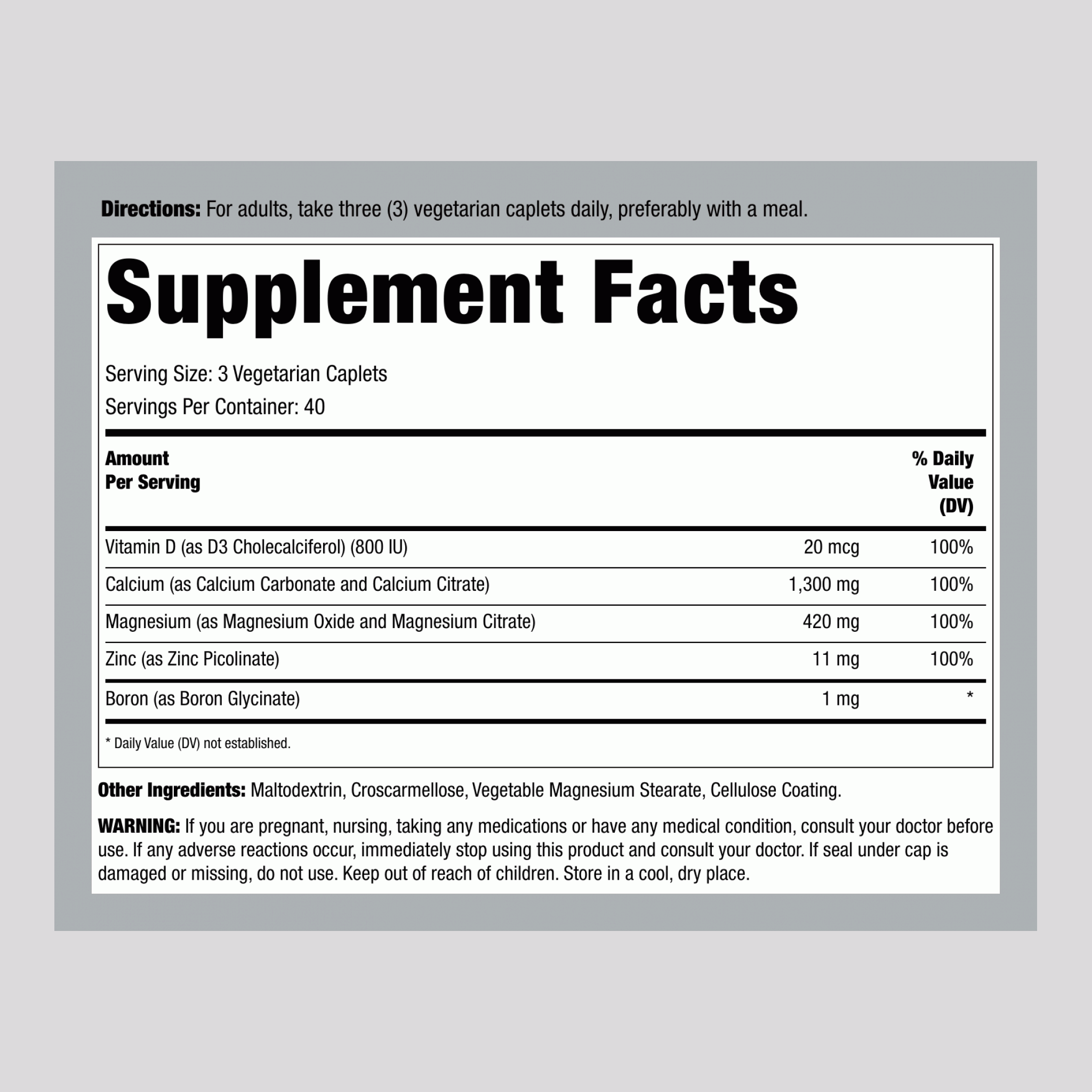 Calcium Magnesium Zinc with Vitamin D3, 120 Vegetarian Caplets