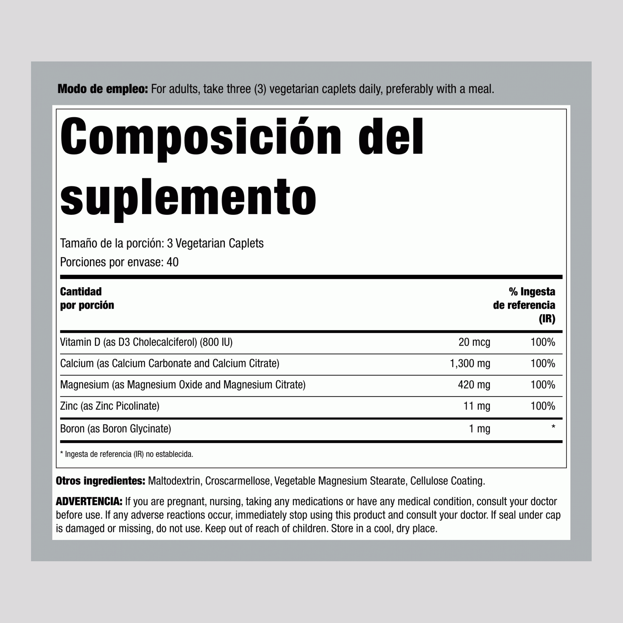 Calcio, magnesio y cinc con vitamina D3 120 Vegetariana Comprimidos       