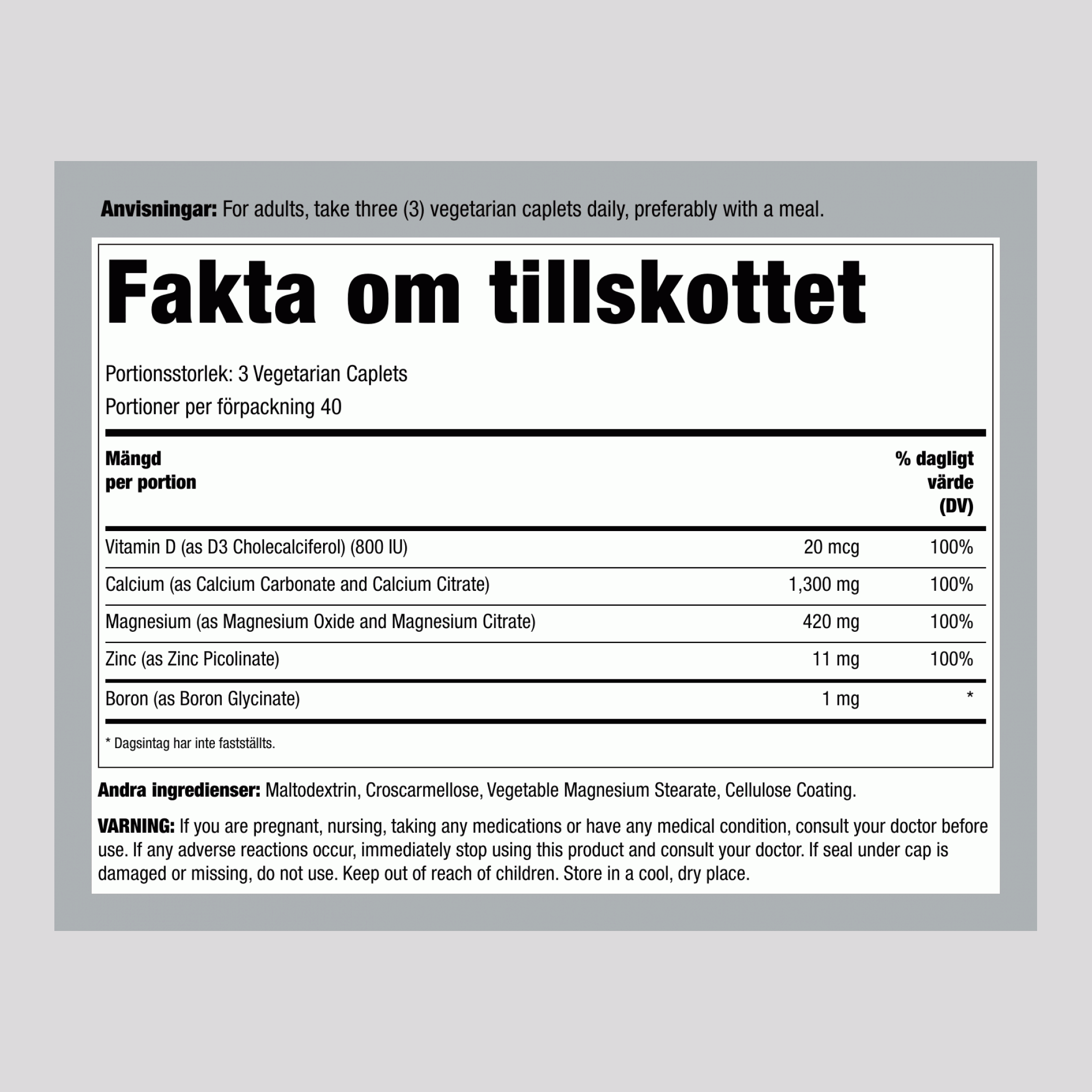 Calcium magnesium zink med D3 120 Vegetarisk Dragéer       