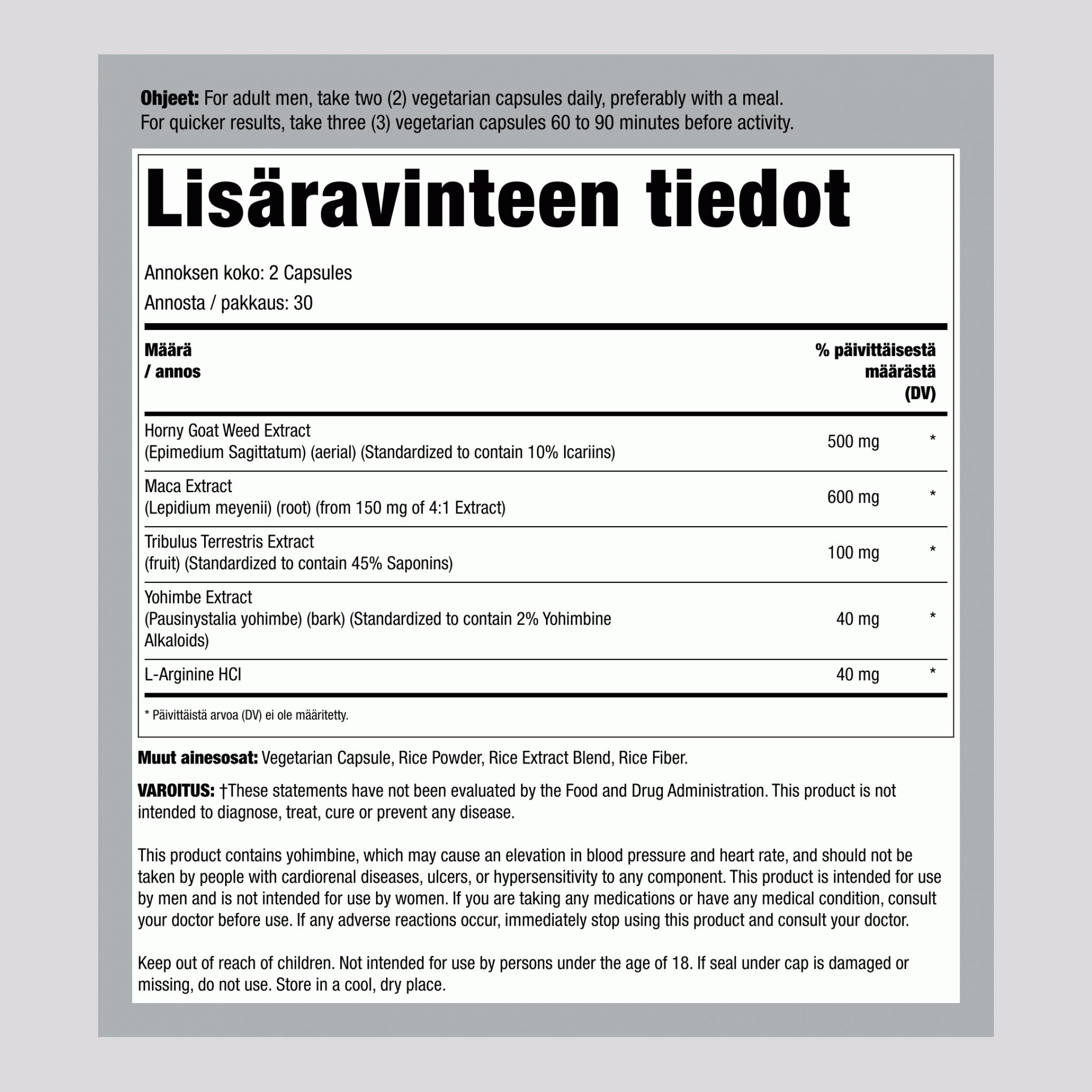 Horny Goat Weed (Varjohiippa) -yhdiste 500 mg/annos 60 Kapselia     