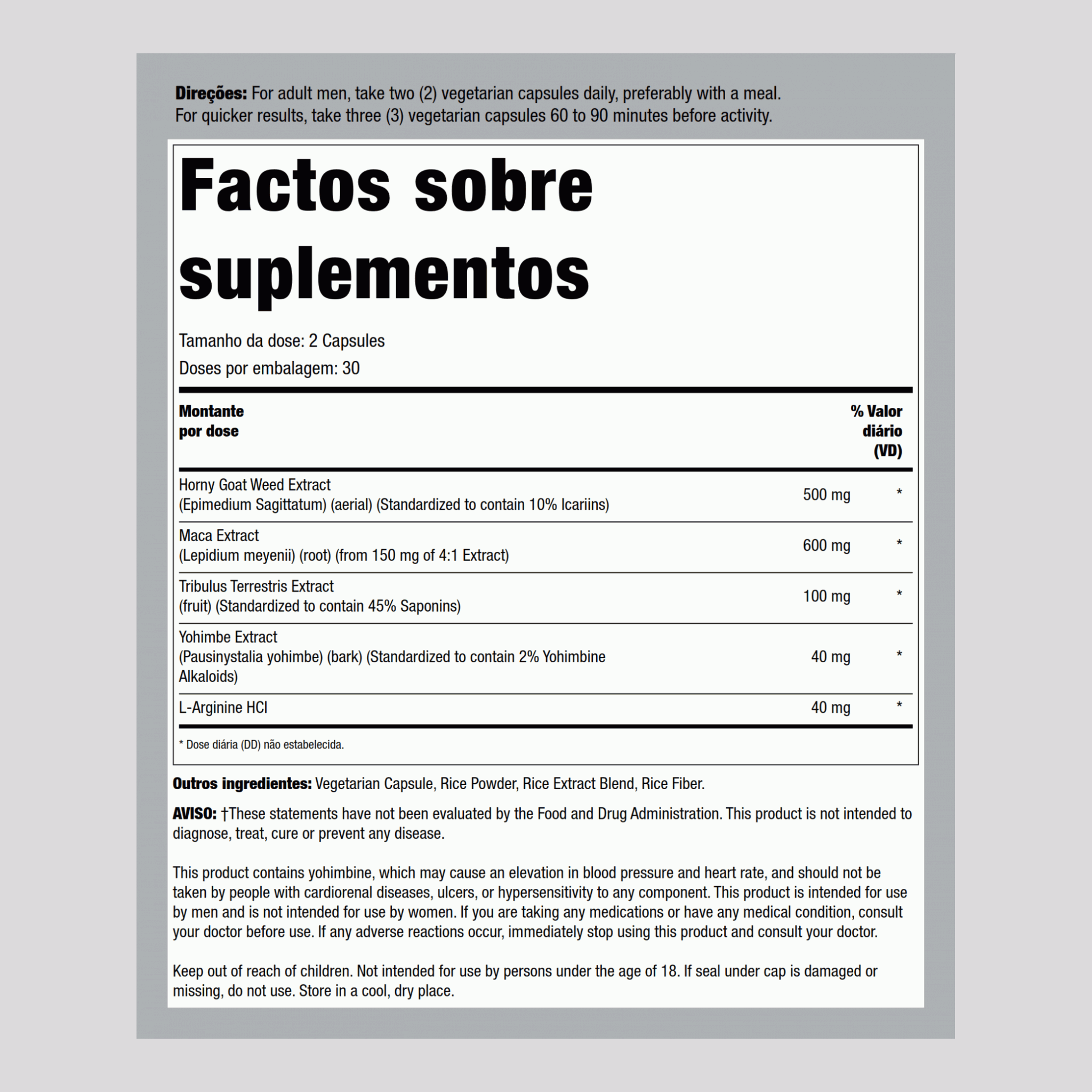 Complexo de Erva de Cabra no Cio 500 mg (por dose) 60 Cápsulas     