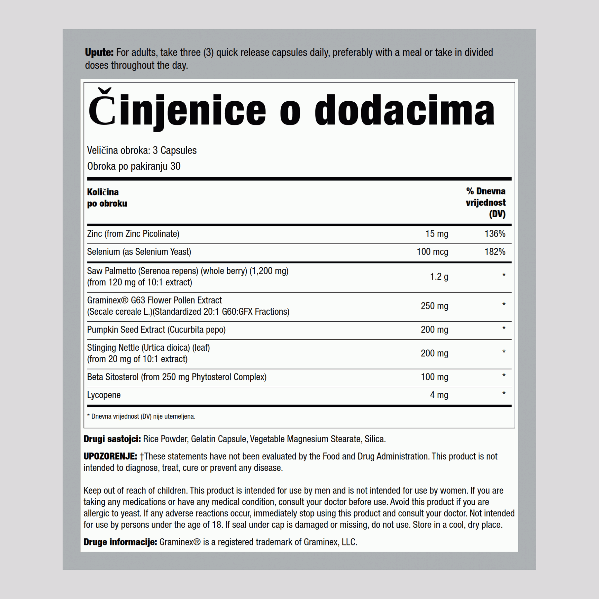 Probiotik 60 milijardi s prebiotikom 90 Kapsule s brzim otpuštanjem       