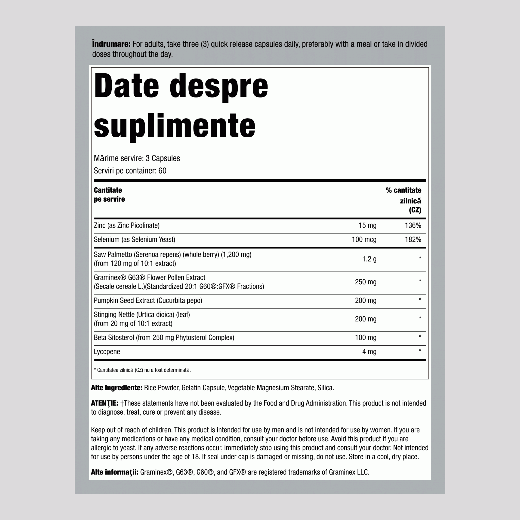 Suport prostată cu Graminex 180 Capsule cu eliberare rapidă 2 Sticle    