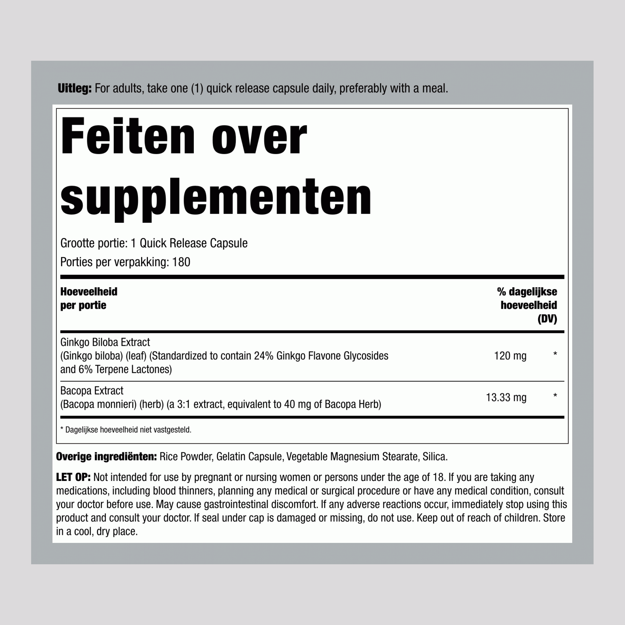 Japanse Notenboom Gestandaardiseerd Extract 120 mg 180 Capsules     