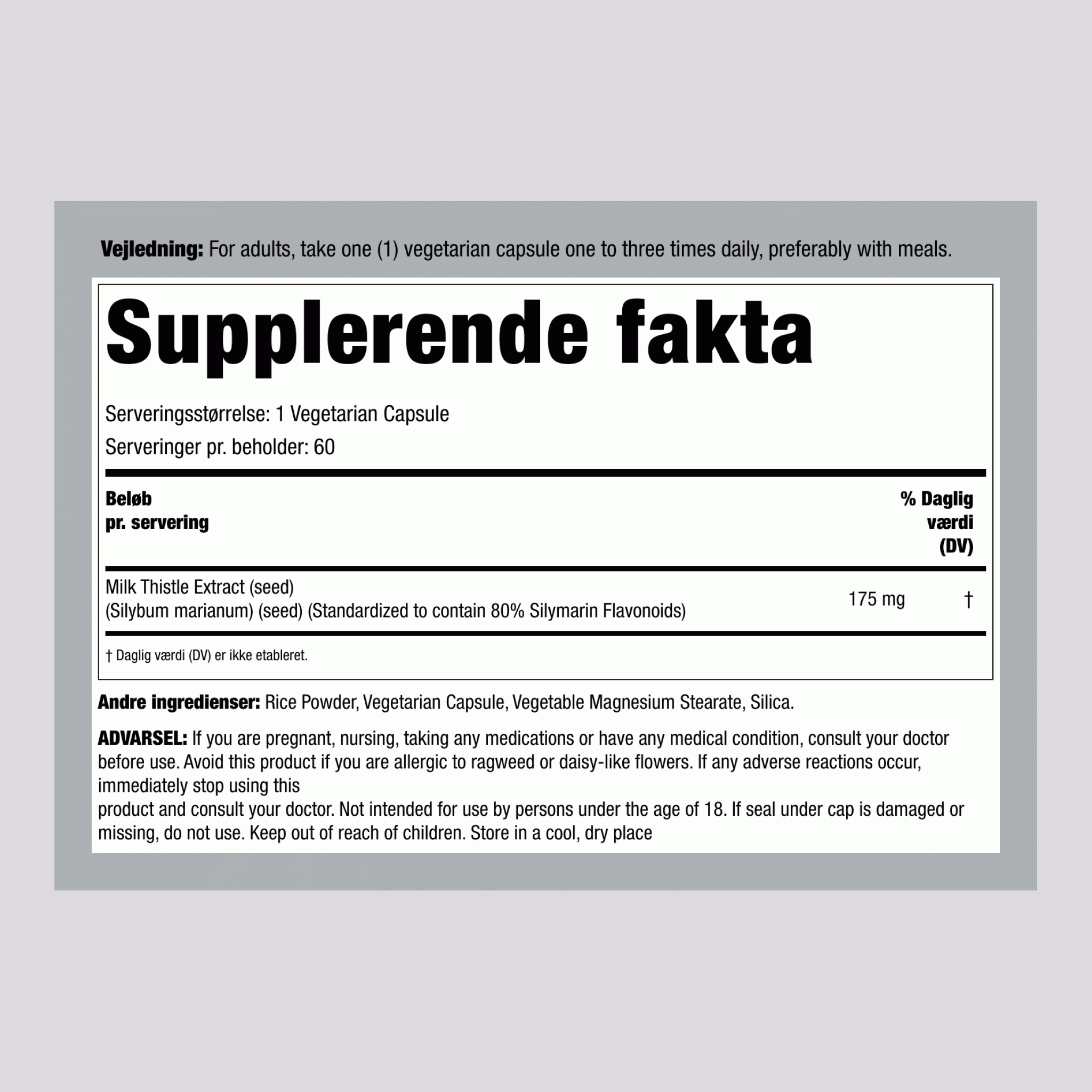 Mælketidsel standardiseret ekstrakt 175 mg 60 Vegetar-kapsler     