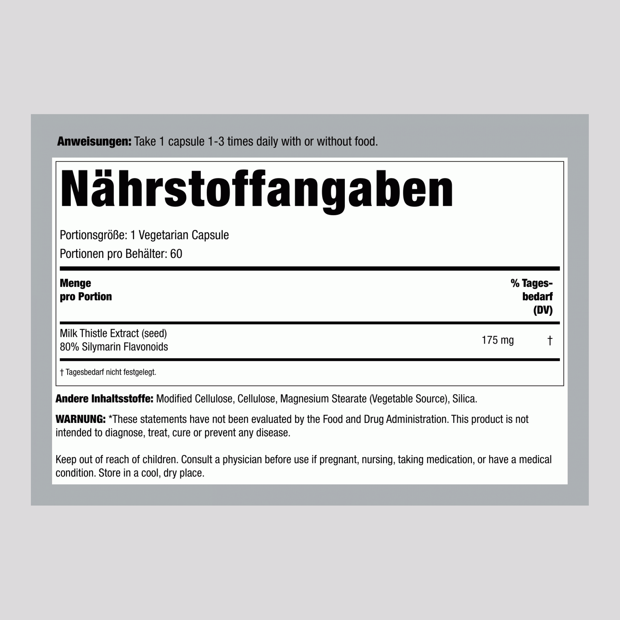 Mariendistel-Extrakt, standardisiert,  175 mg 60 Vegetarische Kapseln 2 Flaschen