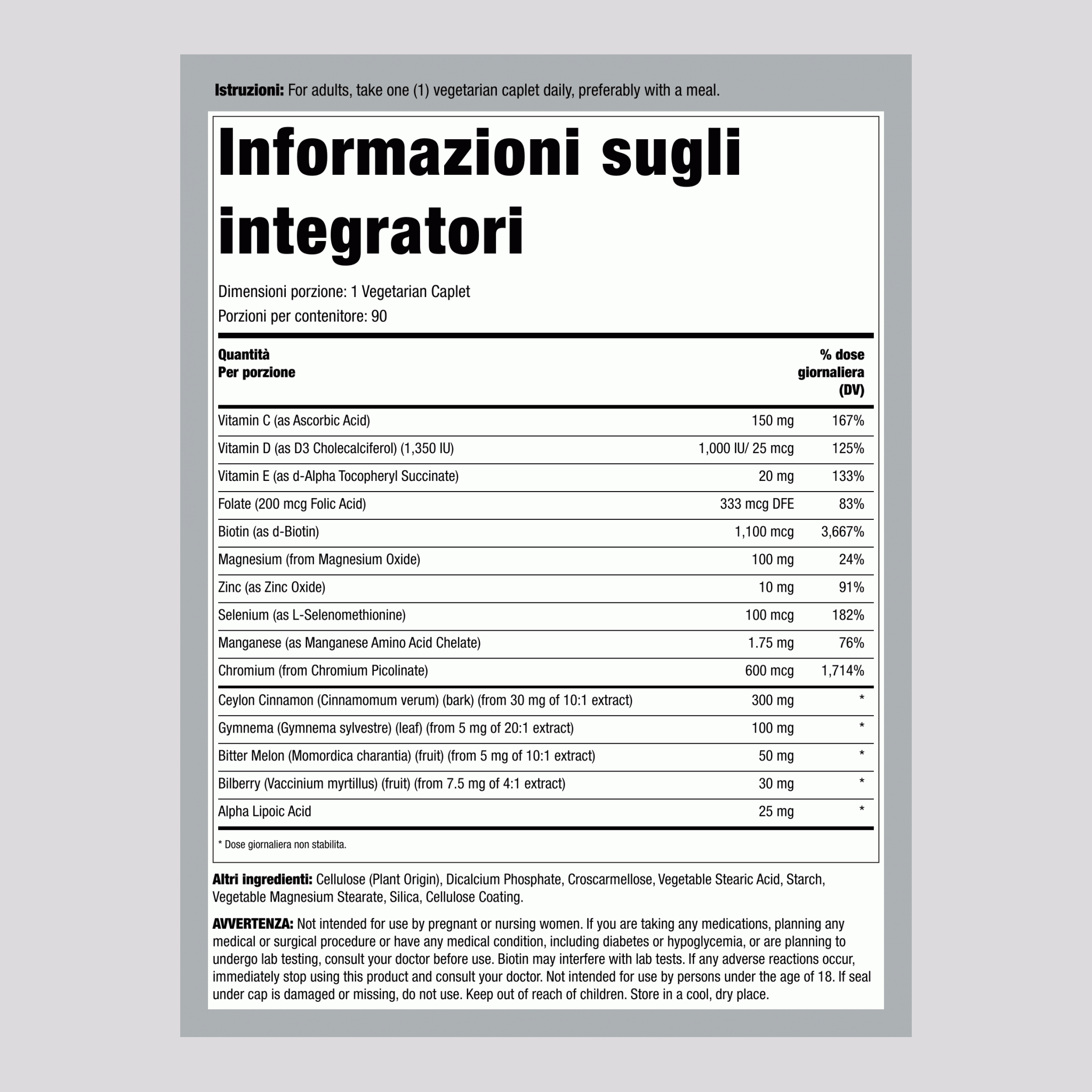 Formula glicemia 90 Cegetariana Pastiglie       