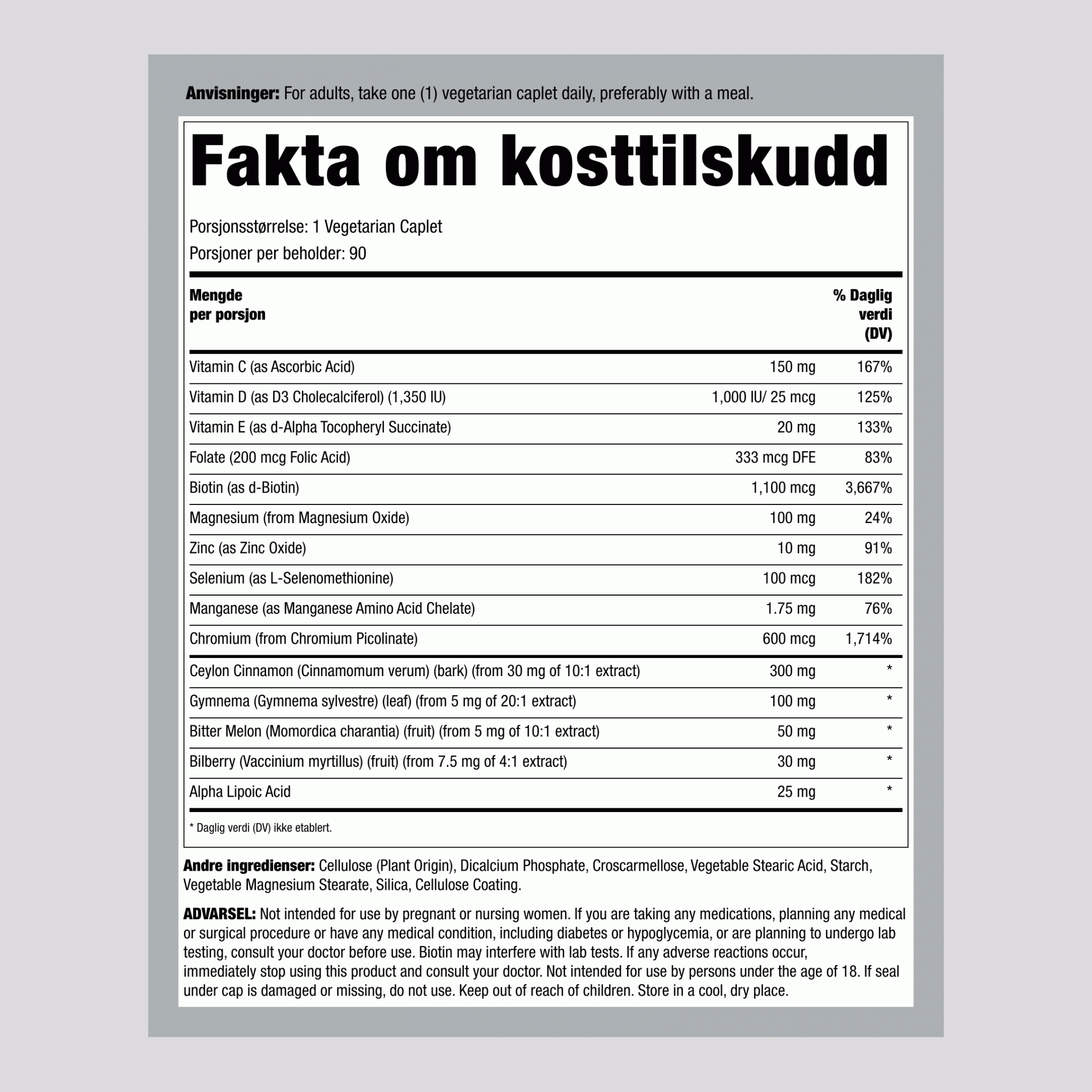 Blodsukkerformel 90 Vegetariske Kapsler       