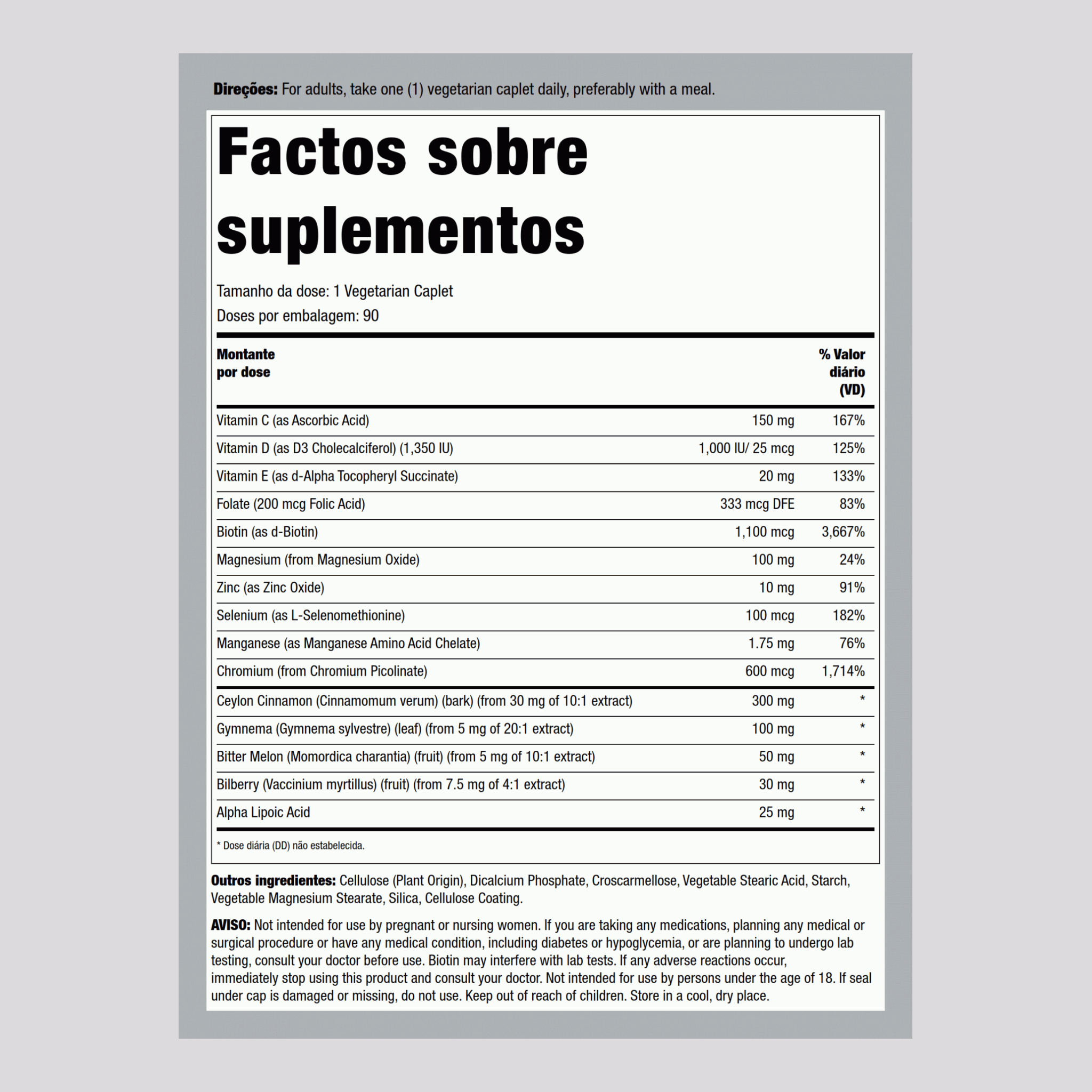 Fórmula de glicose sanguínea 90 Vegetariana Comprimidos oblongos       