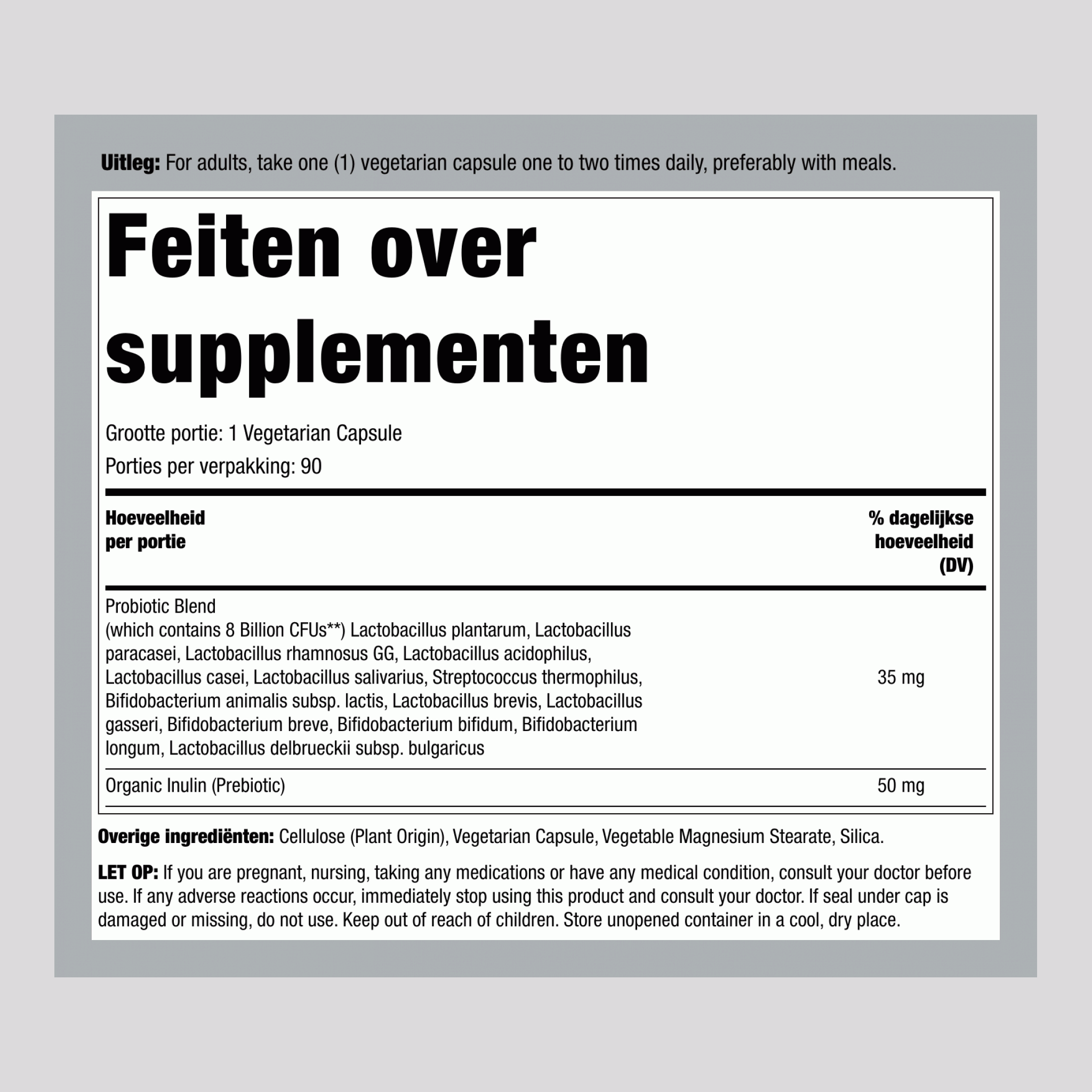 Probiotische 8 miljard,  120 Vegetarische capsules 2 Flessen