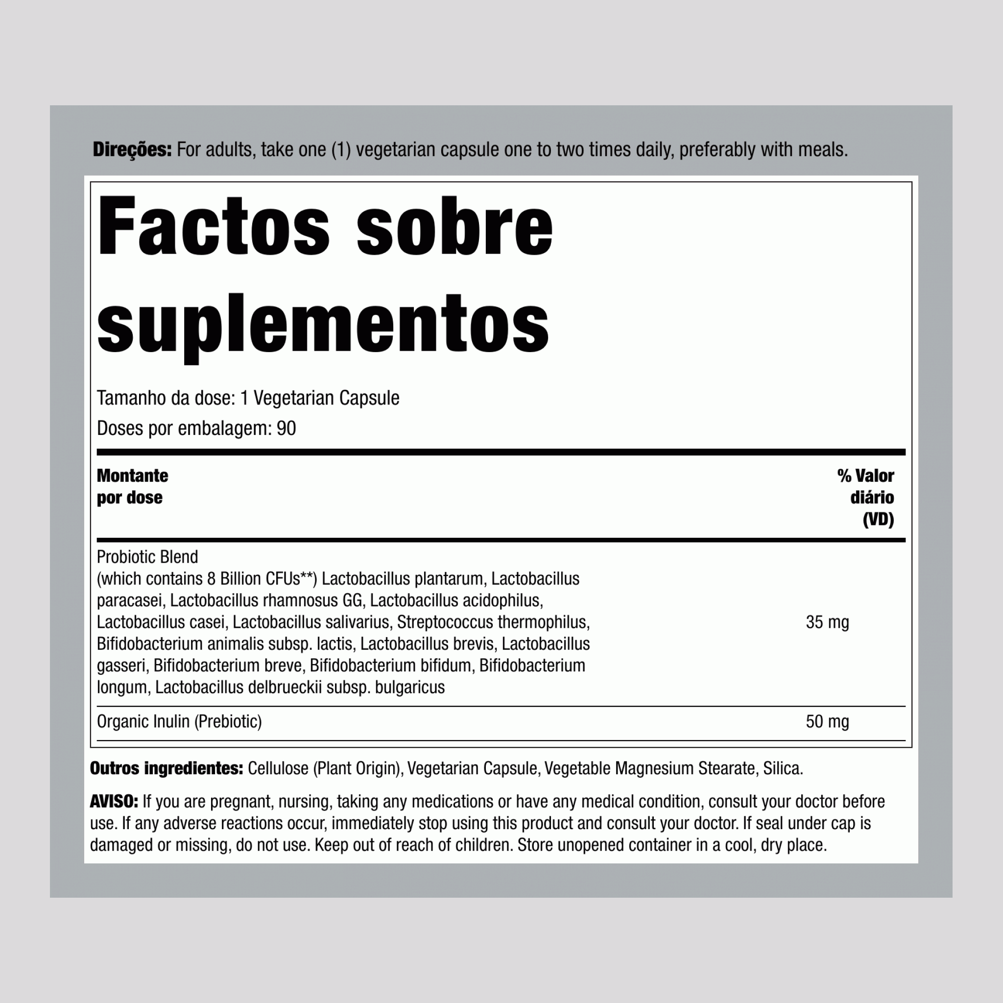 Probióticos 8 mil milhões,  120 Cápsulas vegetarianas 2 Frascos