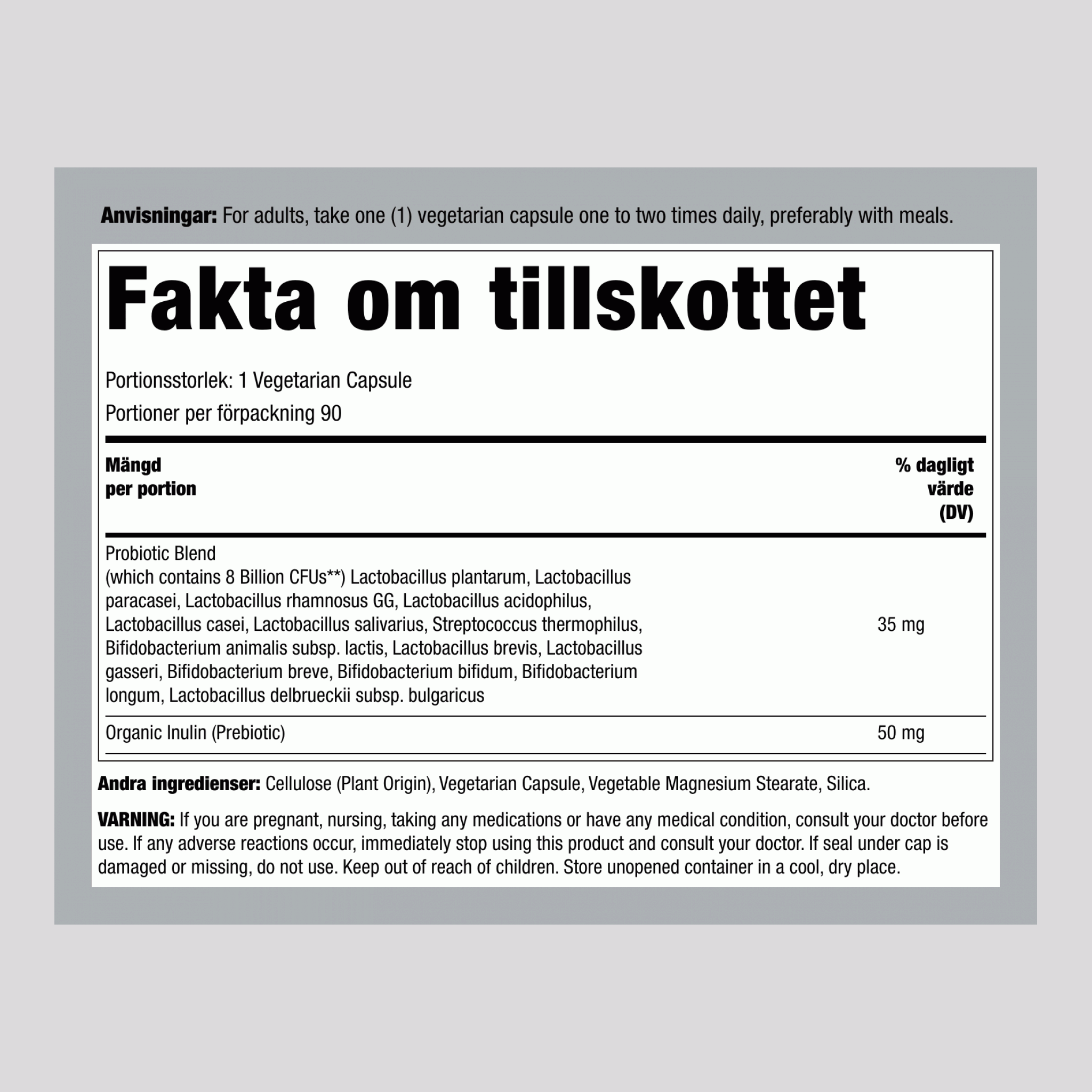 Probiotične 8 milijardami,  120 Vegetarijanske kapsule 2 Steklenice