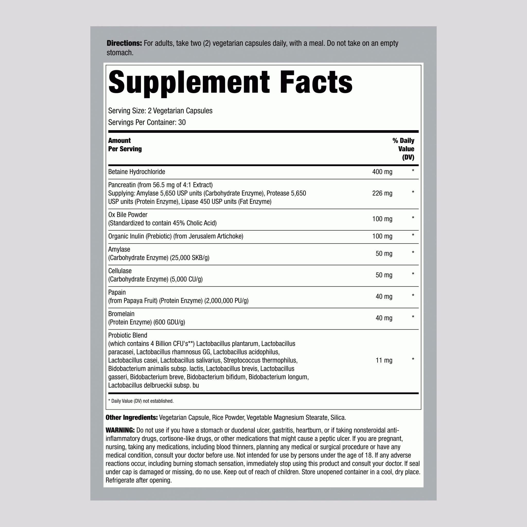 全方位消化劑 多酶 + 益生菌，60 粒素食膠囊