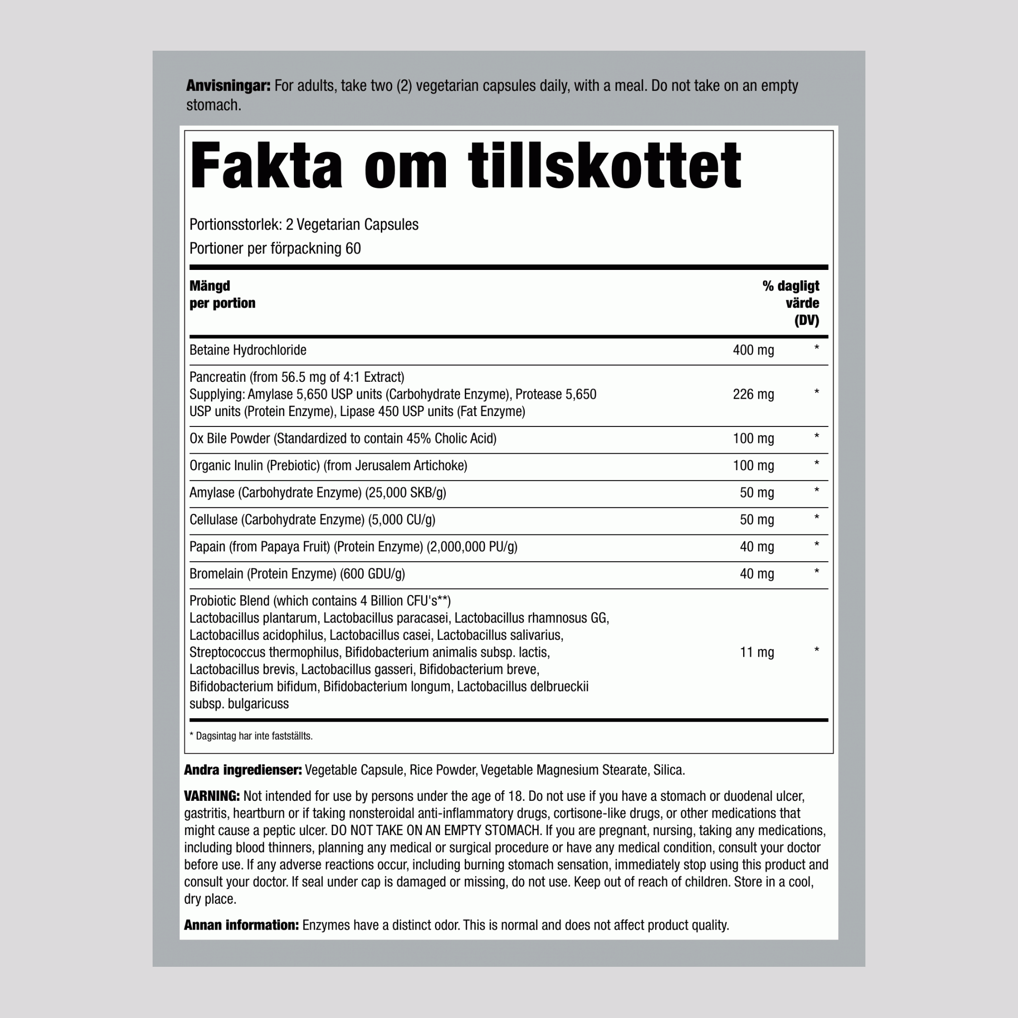 Komplett Digestant Multi Enzym + Probiotika, 120 Vegetariska Kapslar