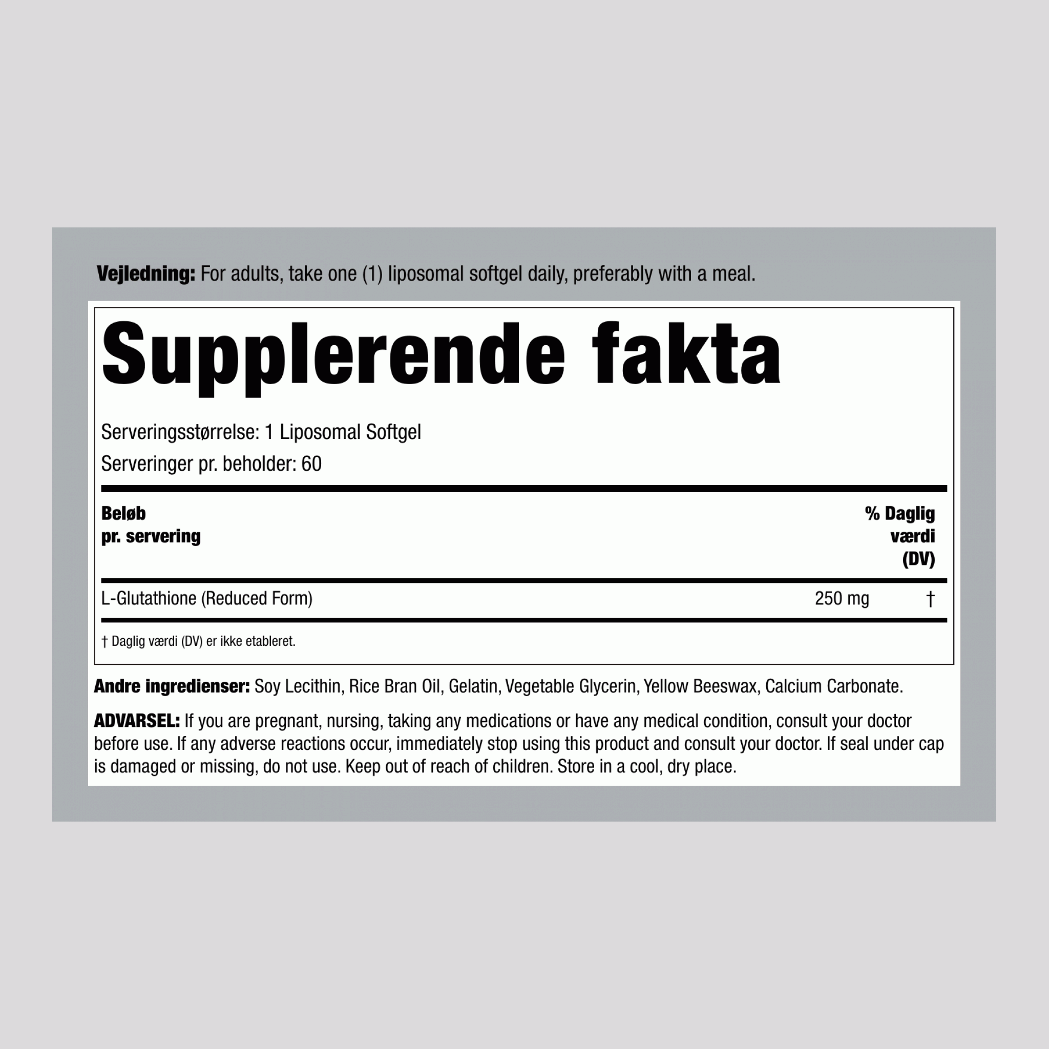 L-Glutathione (Reduceret), 250 mg, 60 Liposomale Softgels