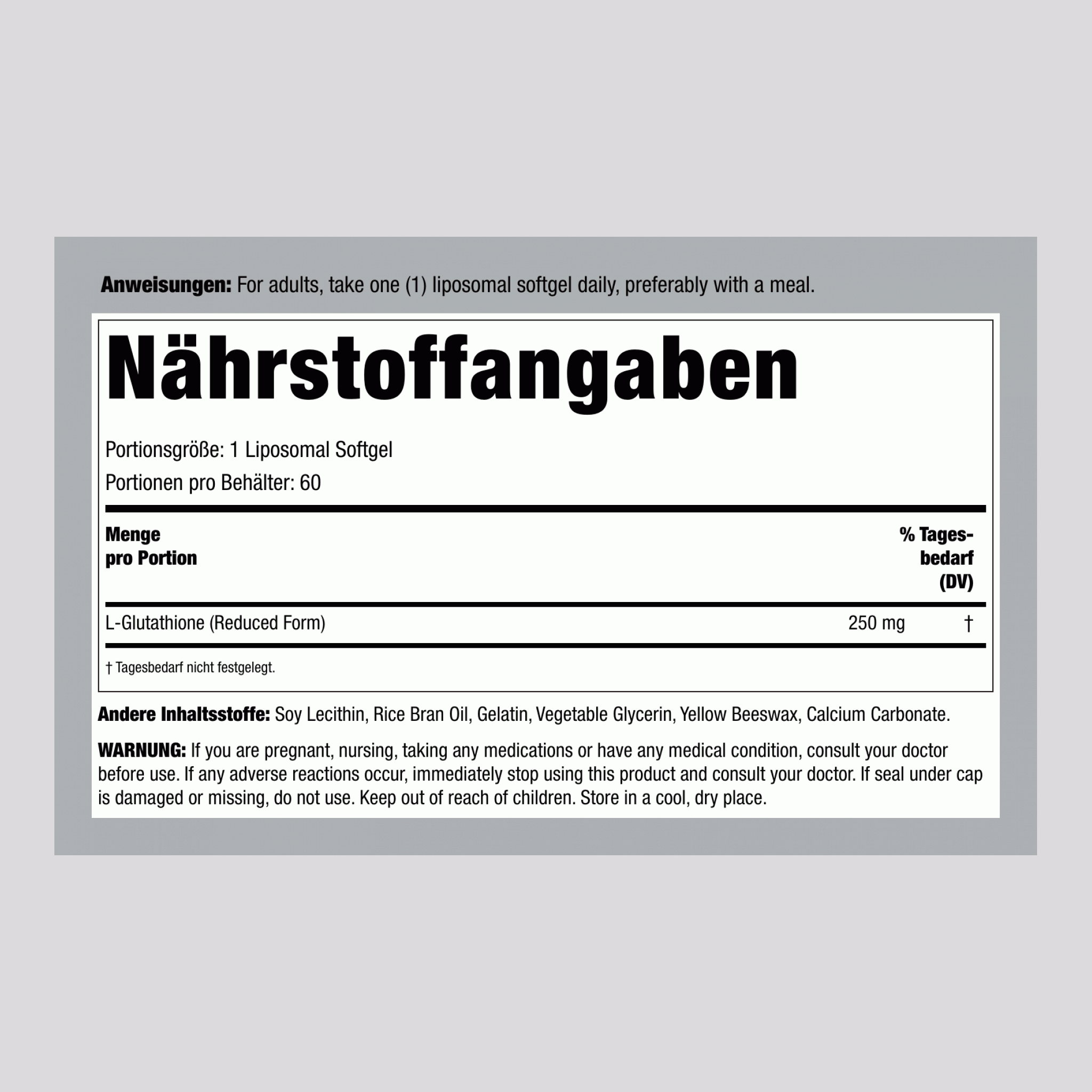 L-Glutathion (reduziert), 250 mg, 60 liposomale Weichkapseln