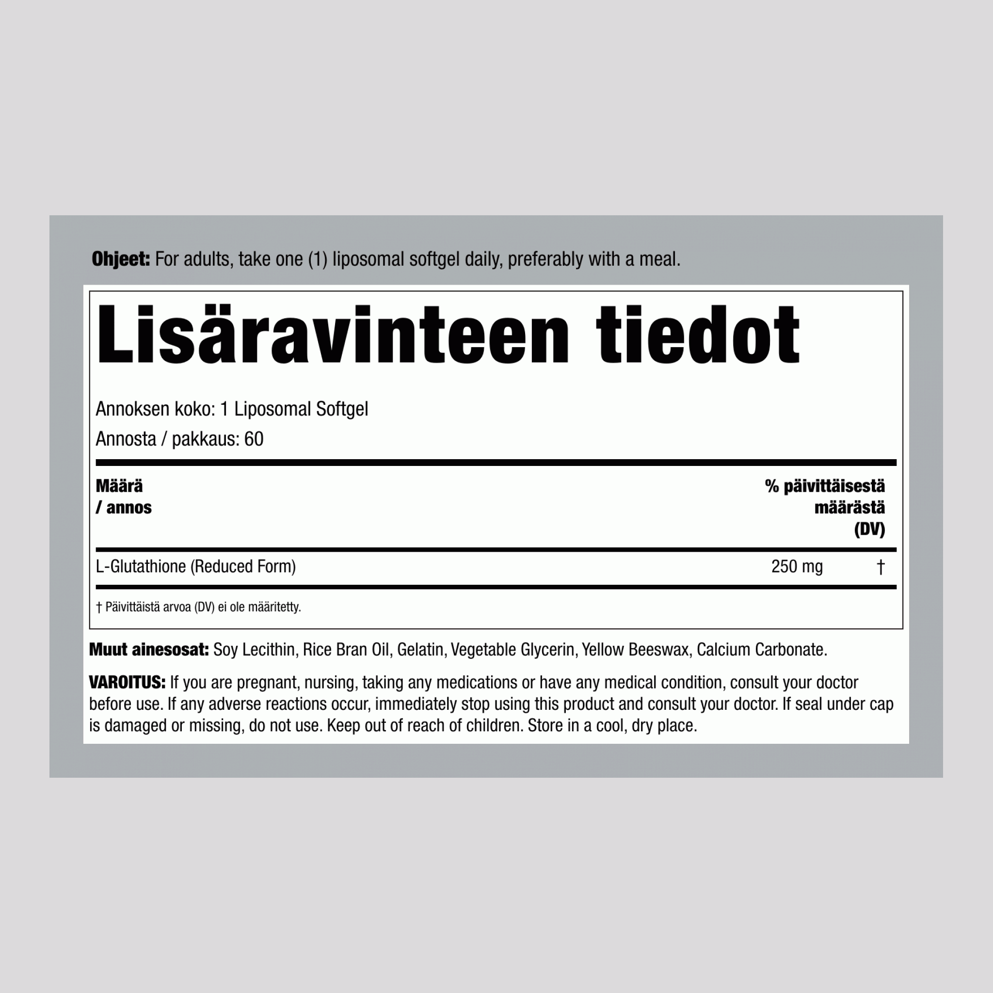 L-Glutatoni (Pelkistetty), 250 mg, 60 Liposomaalista Pehmytkapselia