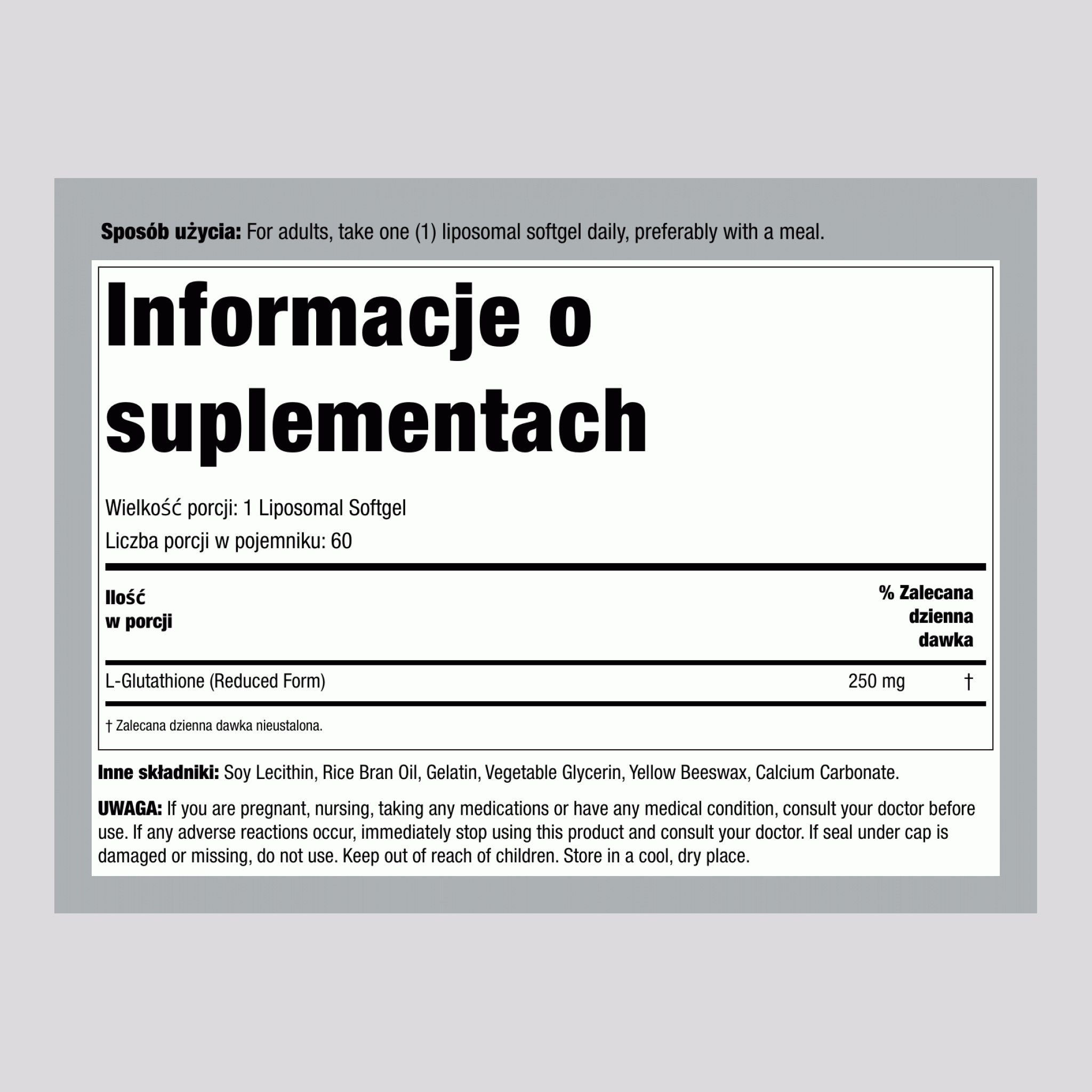 L-Glutation (zredukowany), 250 mg, 60 Liposomalnych Kapsułek