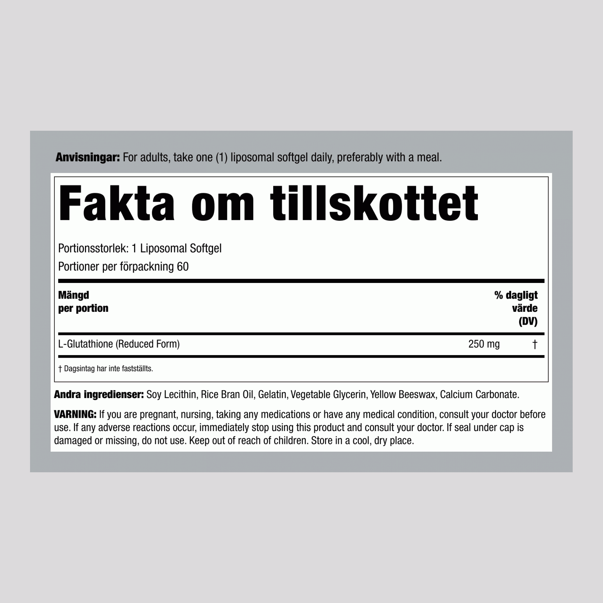 L-Glutation (Reducerad), 250 mg, 60 Liposomala Mjuka Kapslar