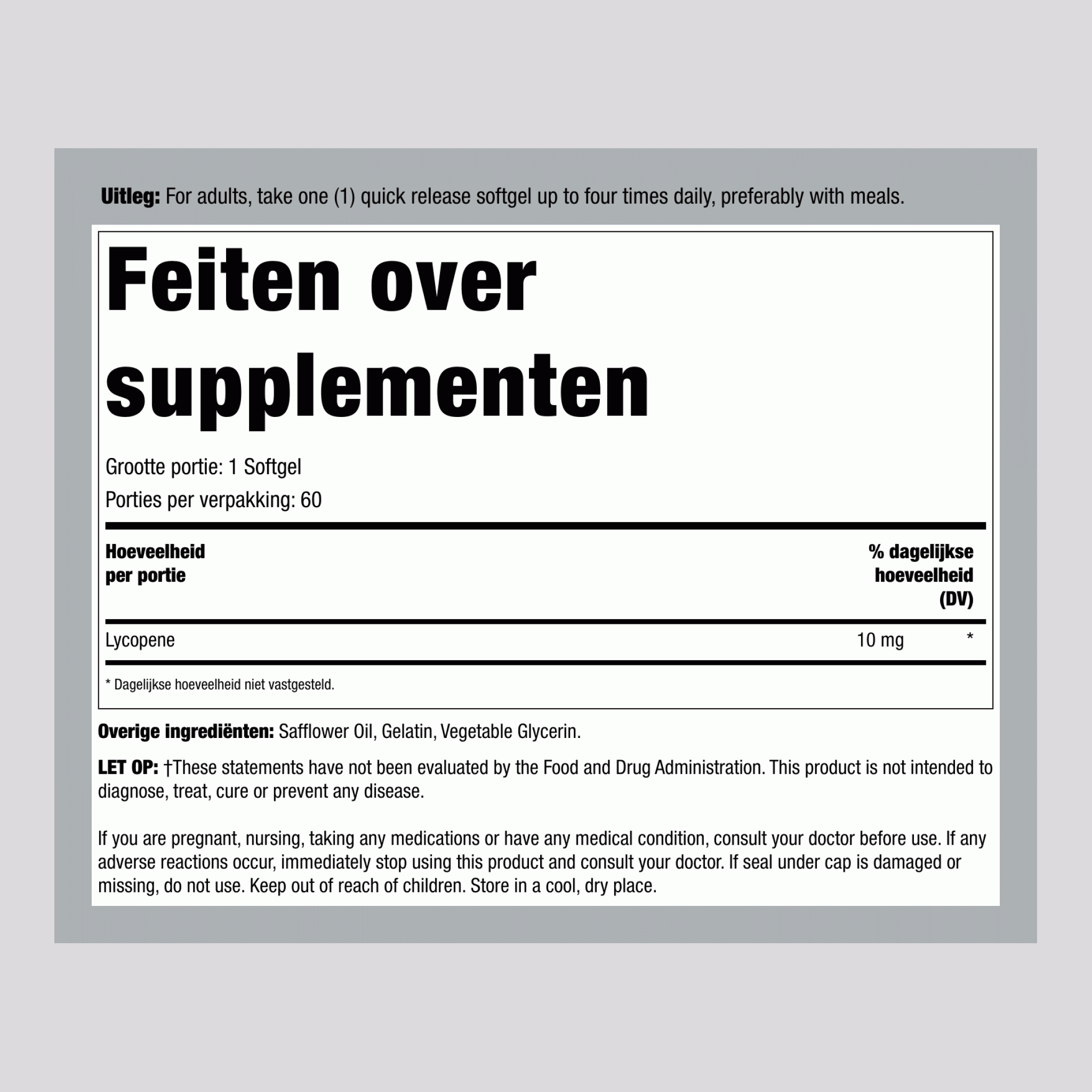 Lycopeen  10 mg 60 Snel afgevende softgels     