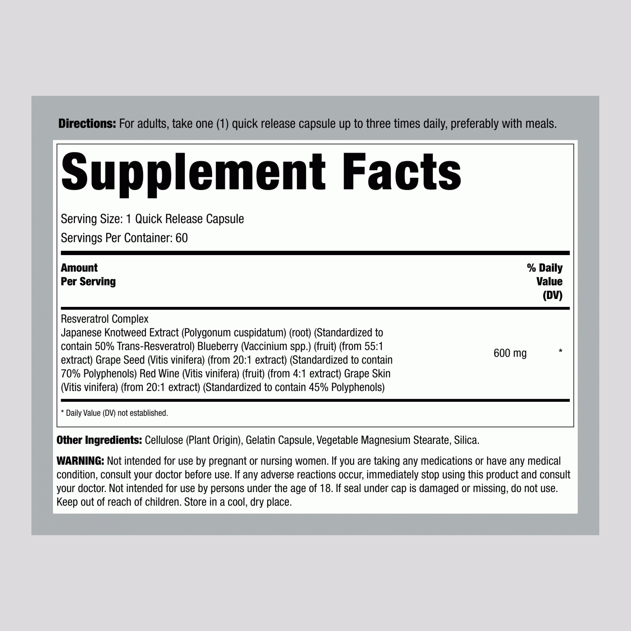 Resveratrol Complex, 60 Quick Release Capsules