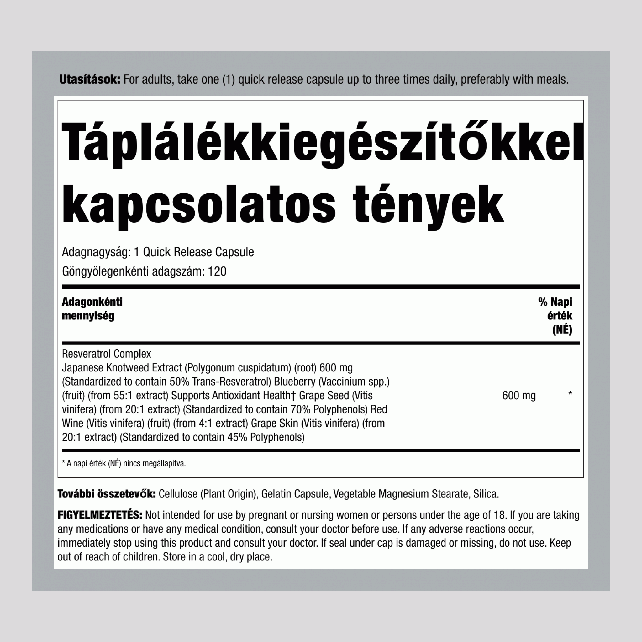 Resveratrol Komplex, 120 Gyorsan Oldódó Kapszula