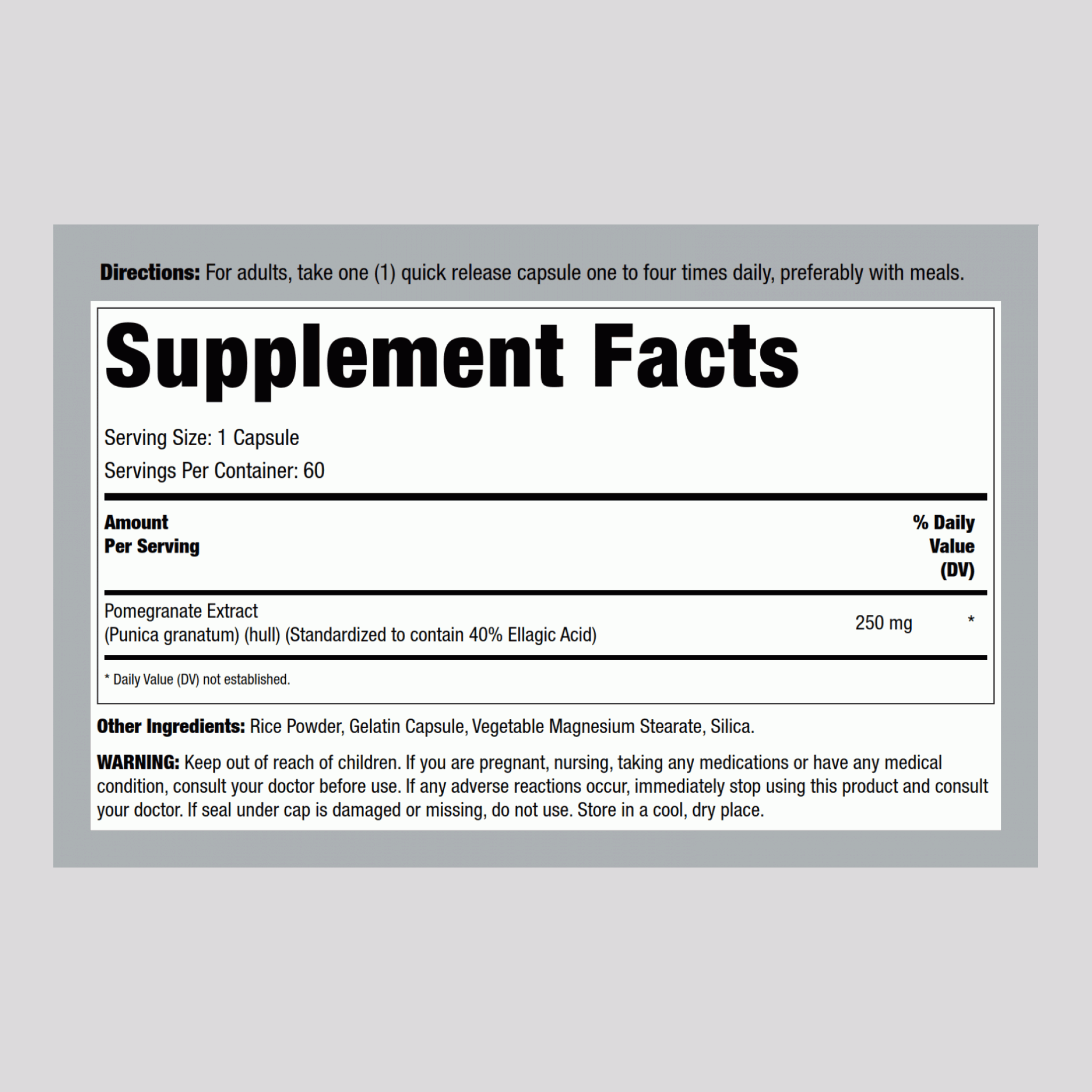 石榴標準化提取物 250 mg 60 膠囊     