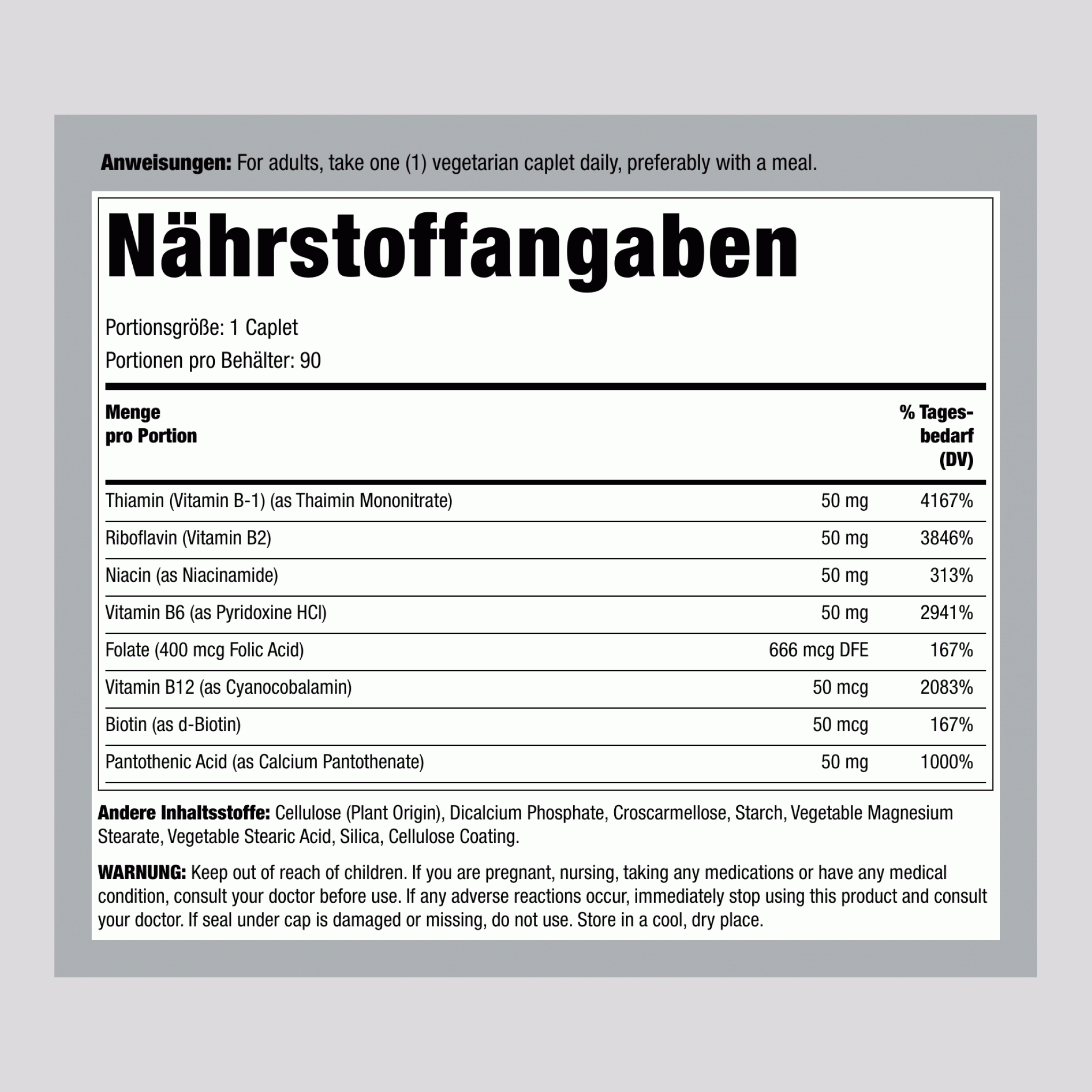 B-Komplex 100 mg 50 mg 90 Vegetarische Filmtabletten     