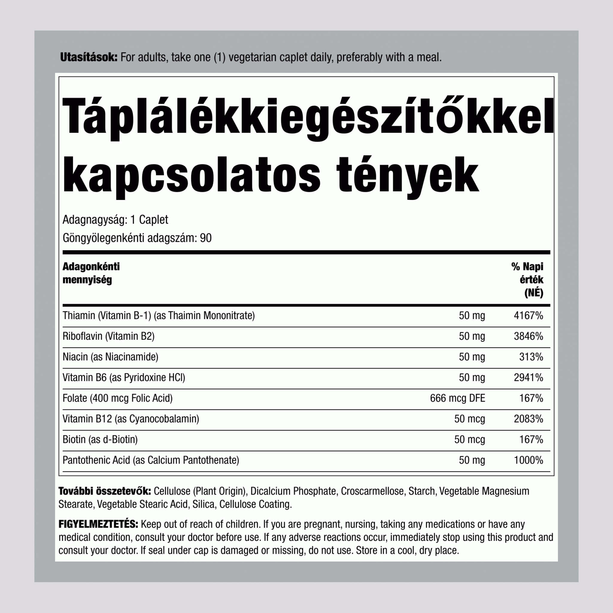 B-Komplex 100 mg 50 mg 90 Vegetariánus Kapszula     