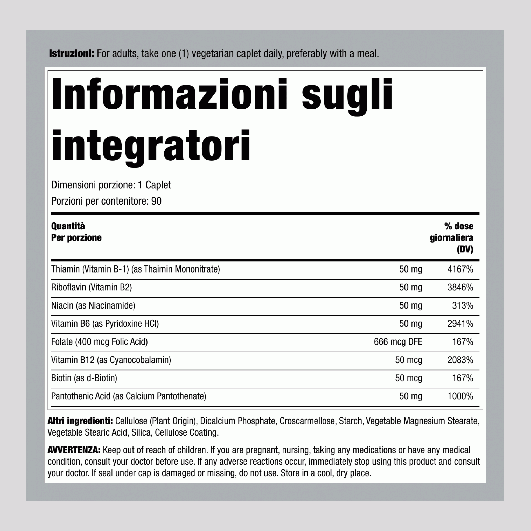 B-Complesse 100 mg 50 mg 90 Cegetariana Pastiglie     