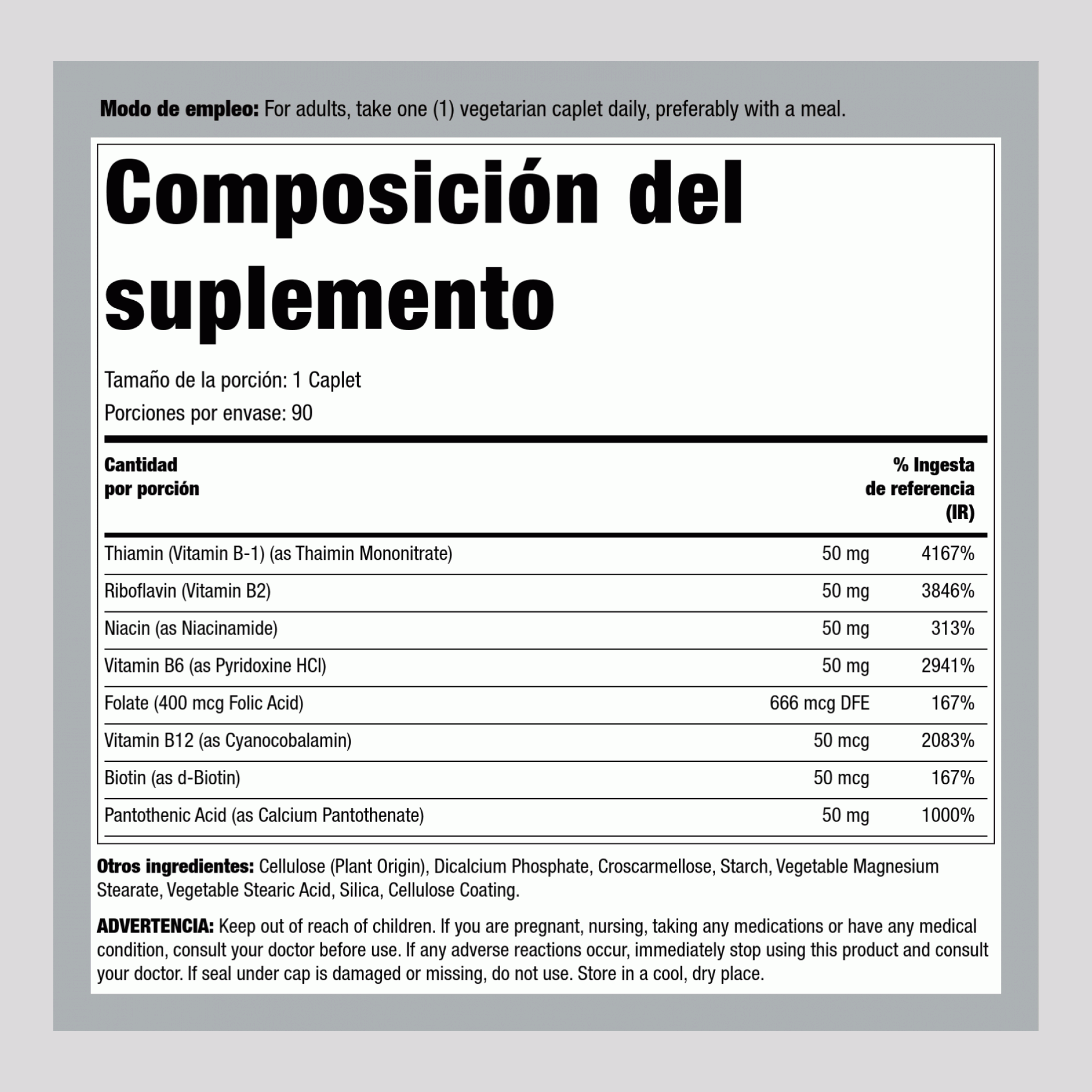 B-Complex, 50 mg, 90 Vegetarian Caplets, 2  Bottles