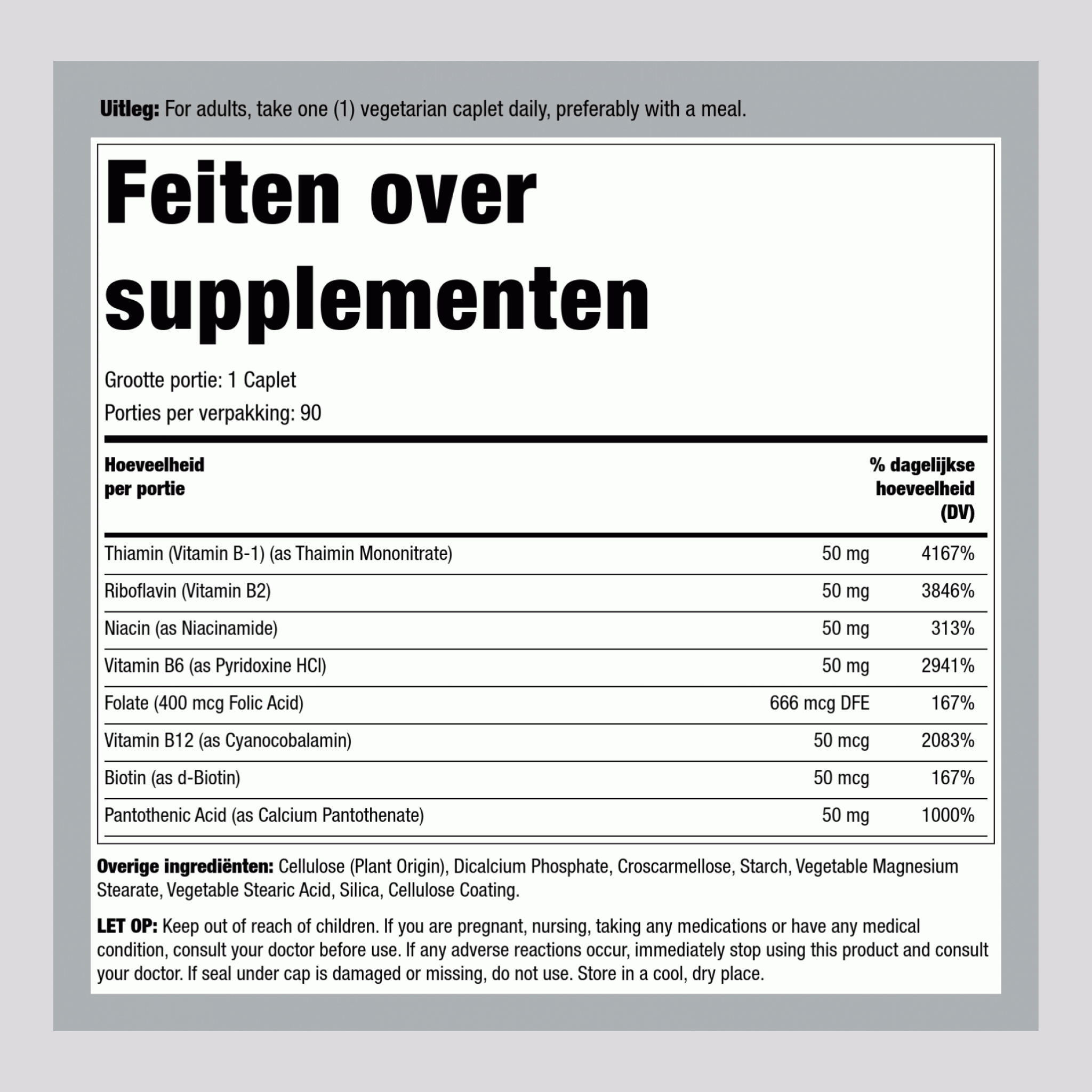 B-Complex, 50 mg, 90 Vegetarian Caplets, 2  Bottles